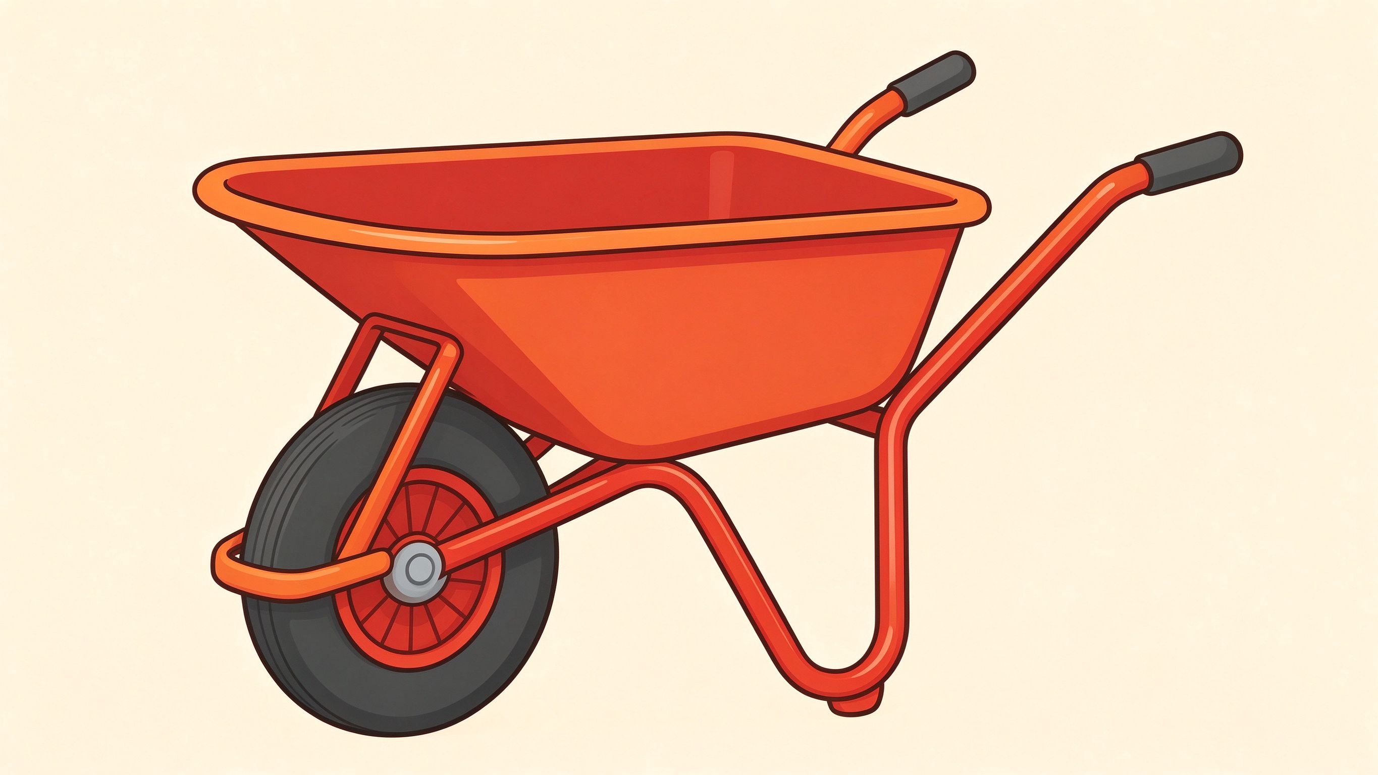 Wheelbarrow annotated picture vocabulary with labeled objects