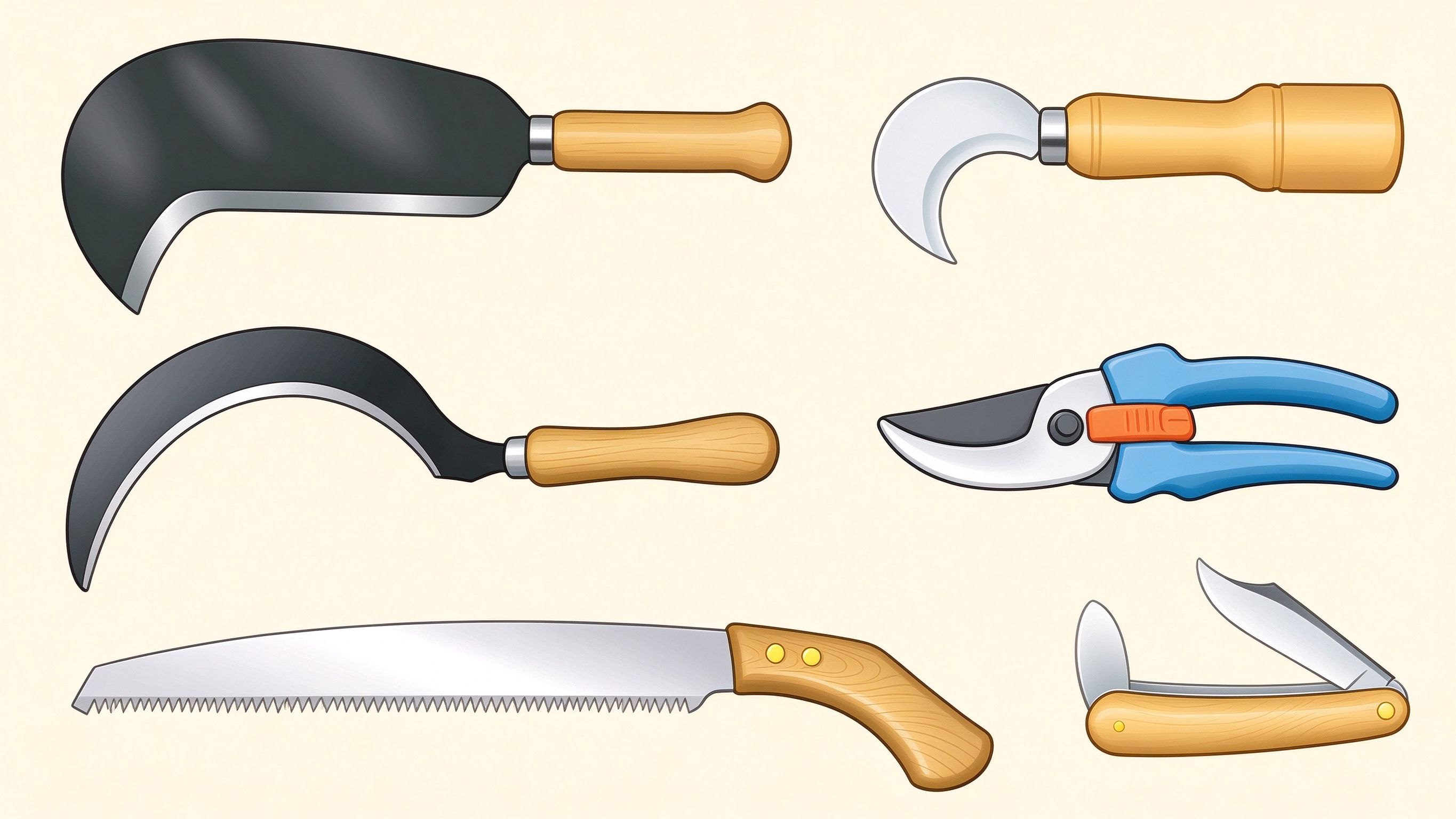 Pruning and cutting tools annotated picture vocabulary with labeled objects