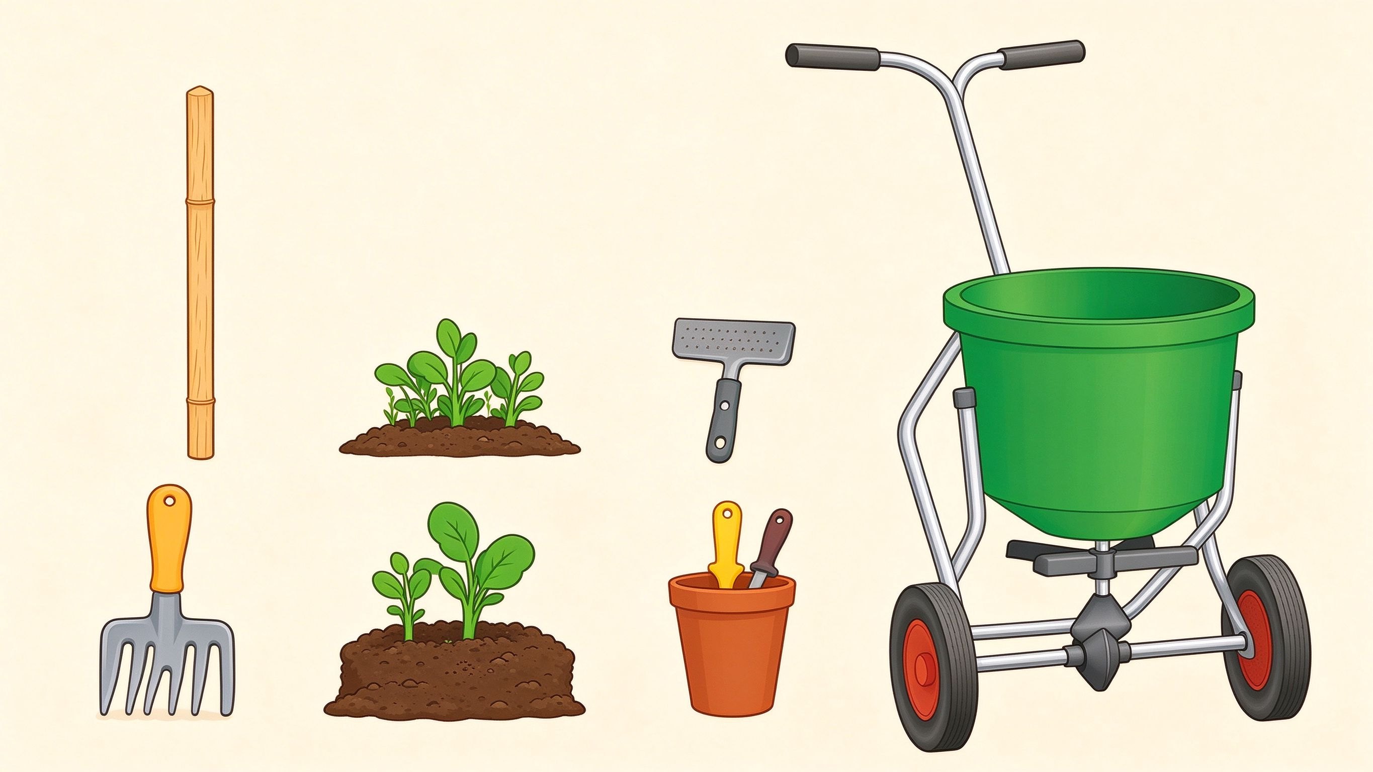 Sowing and planting tools annotated picture vocabulary with labeled objects