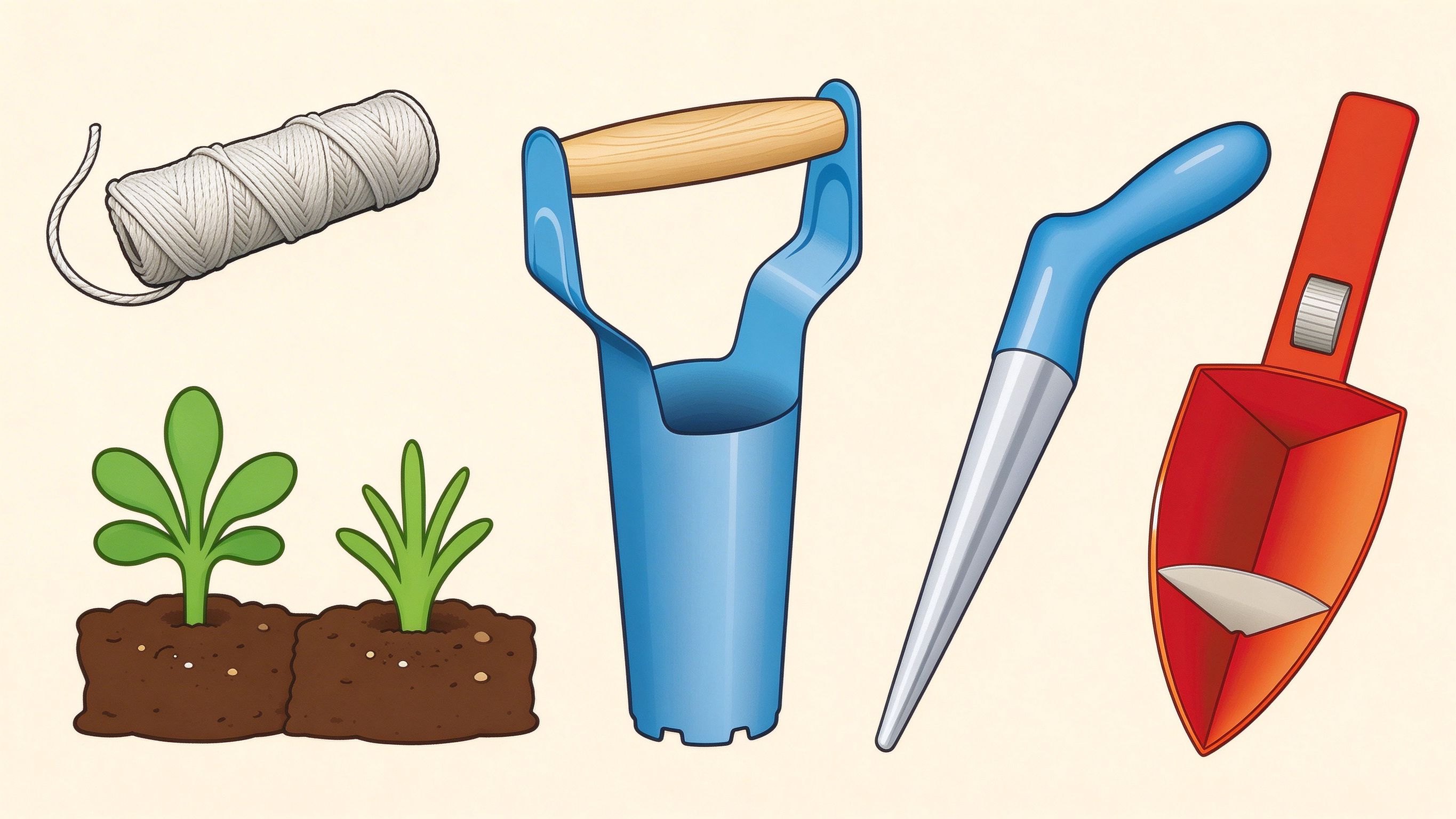 Sowing and planting tools annotated picture vocabulary with labeled objects