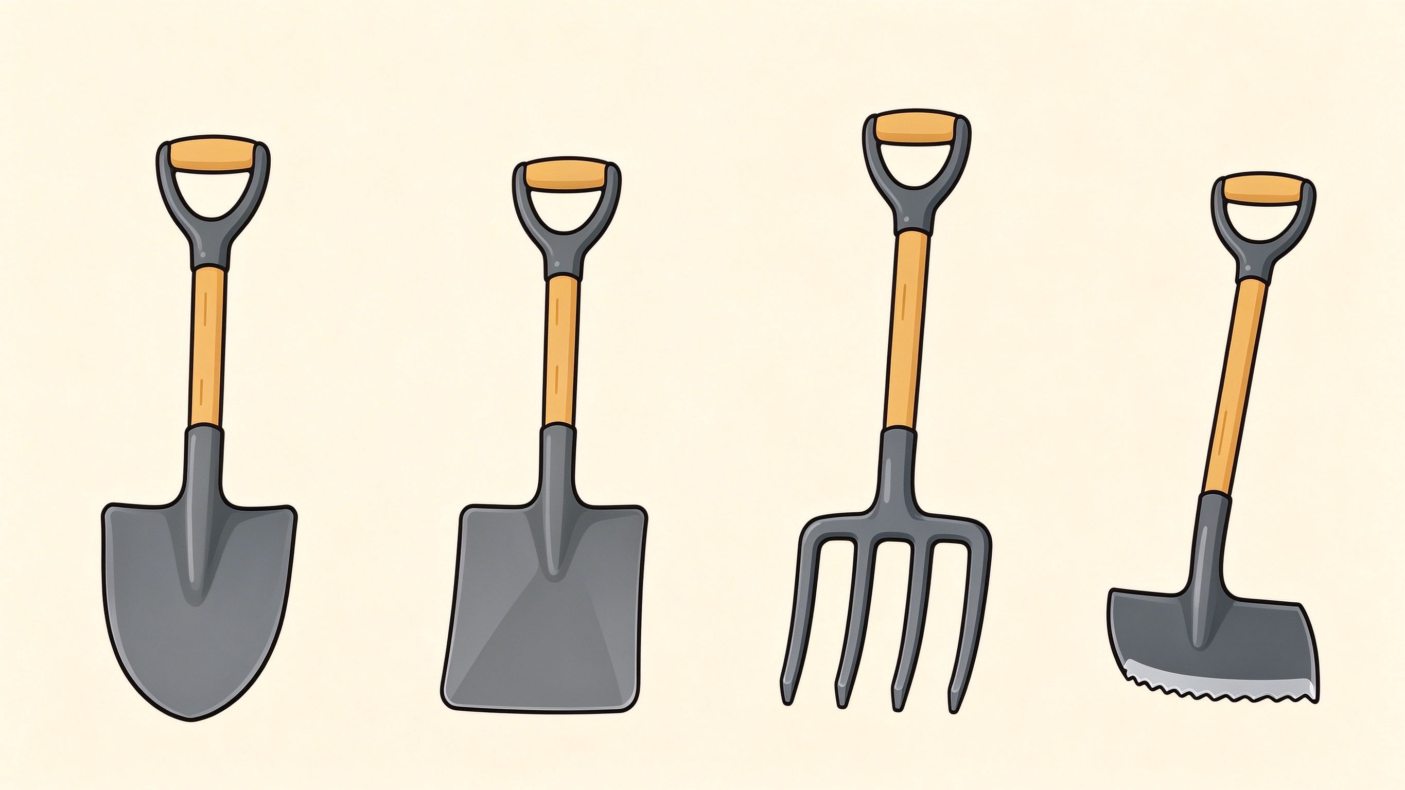 Soil loosening tools annotated picture vocabulary with labeled objects