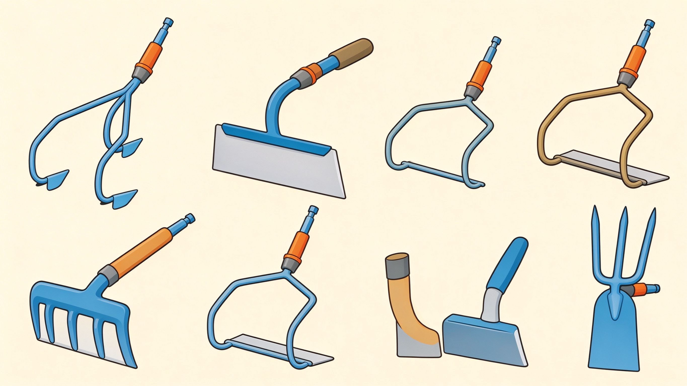 Soil loosening tools annotated picture vocabulary with labeled objects