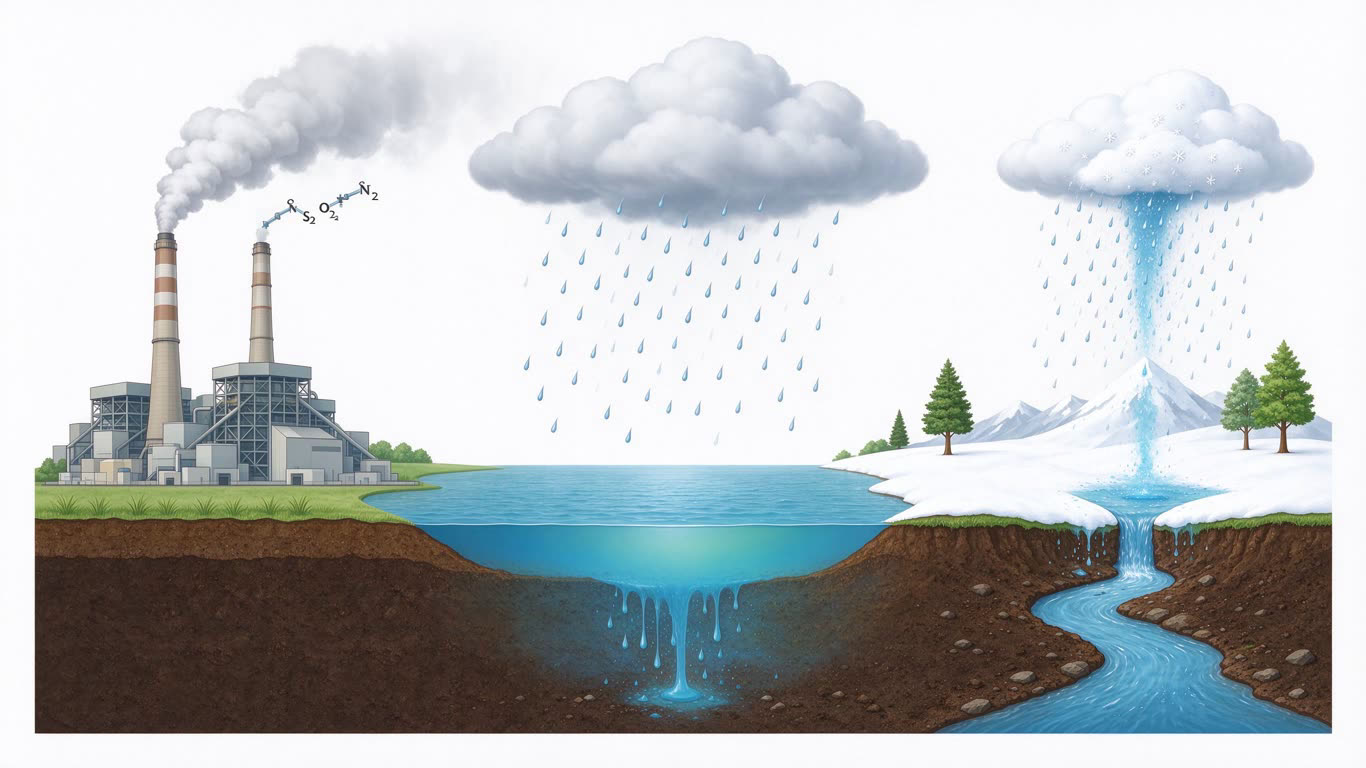 Acid rain annotated picture vocabulary with labeled objects