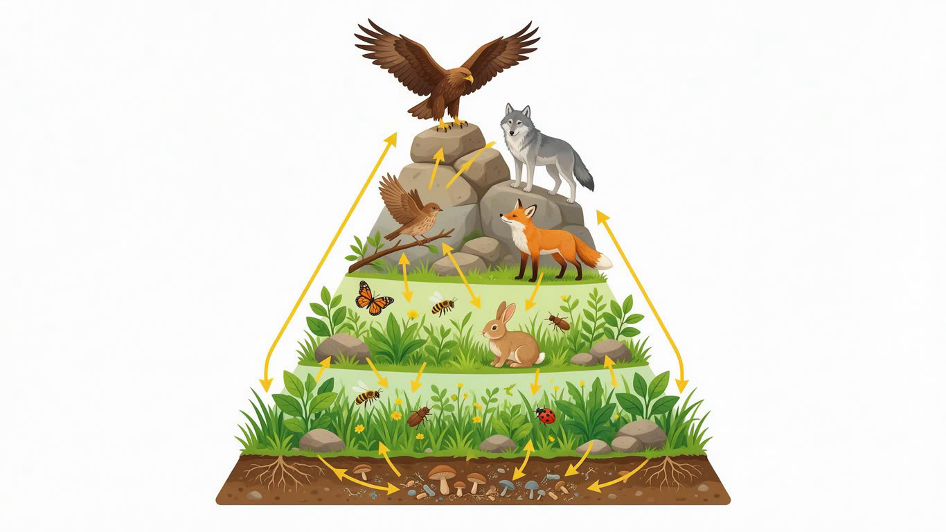 Food chain annotated picture vocabulary with labeled objects
