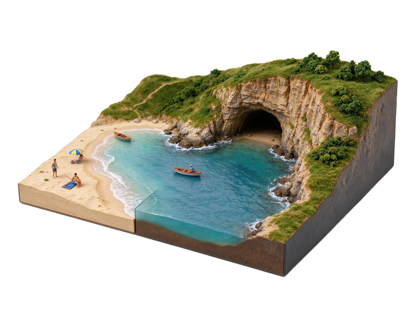 Common coastal landforms annotated picture vocabulary with labeled objects
