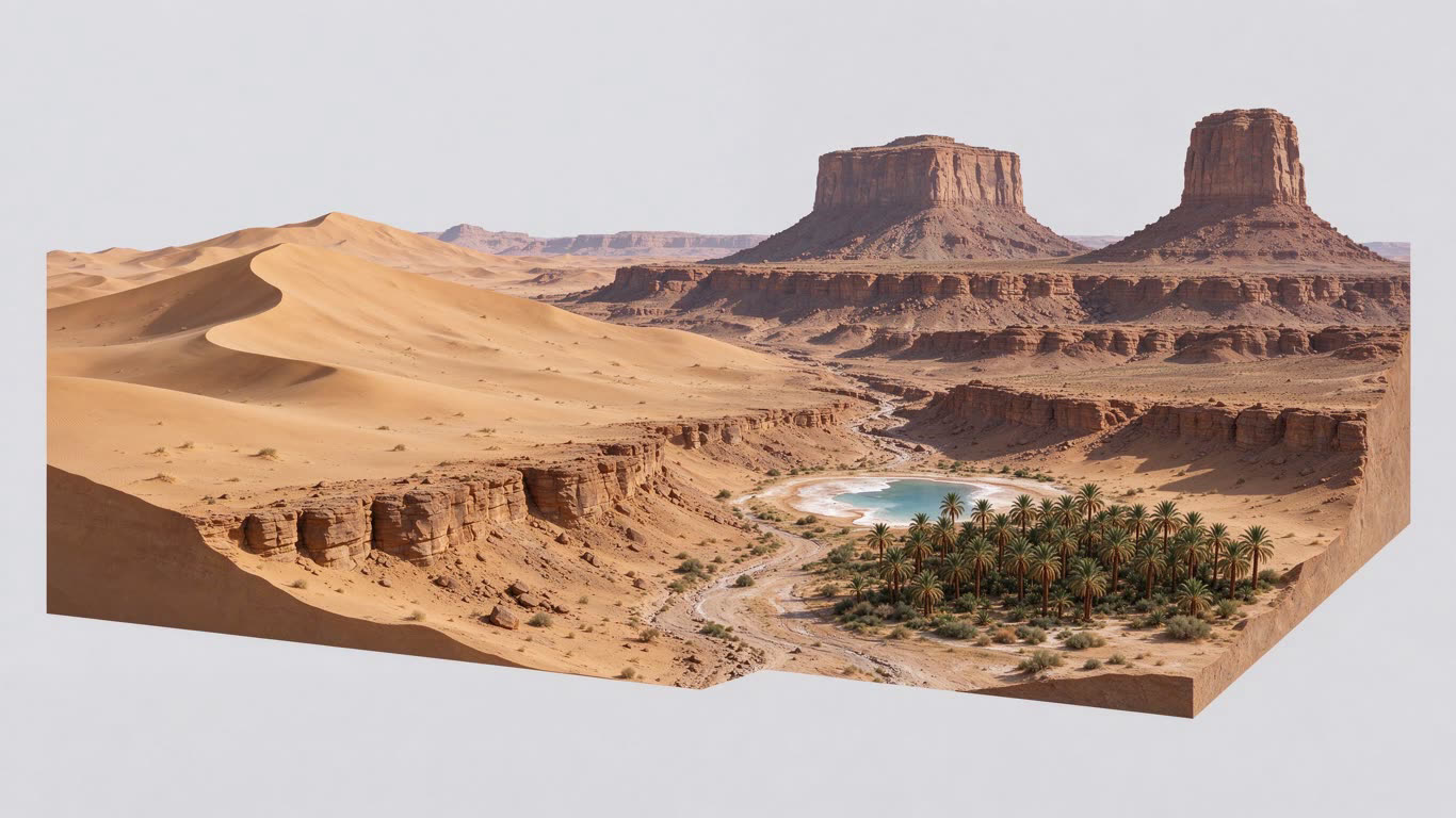 Desert annotated picture vocabulary with labeled objects