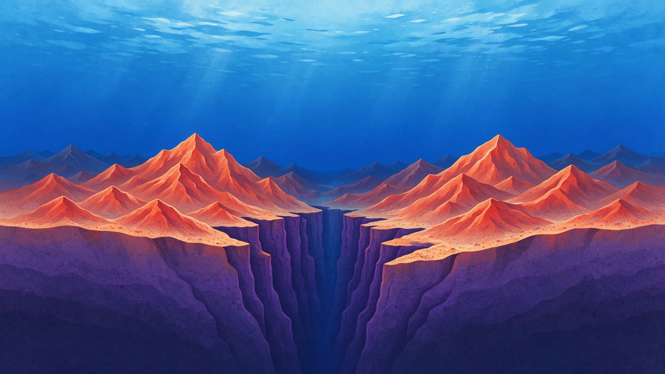 Ocean trenches and ridges annotated picture vocabulary with labeled objects