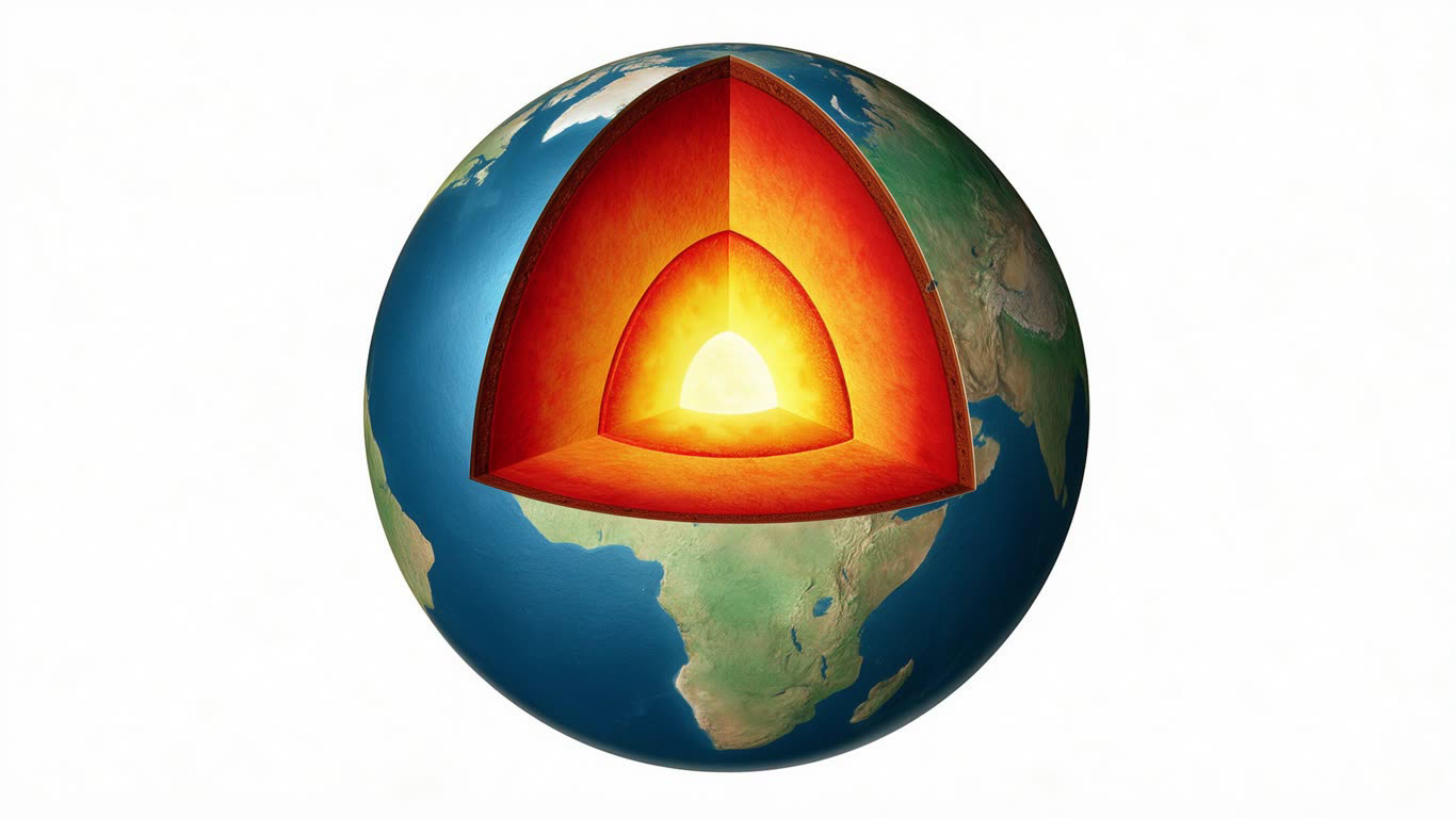 Earth's internal structure annotated picture vocabulary with labeled objects
