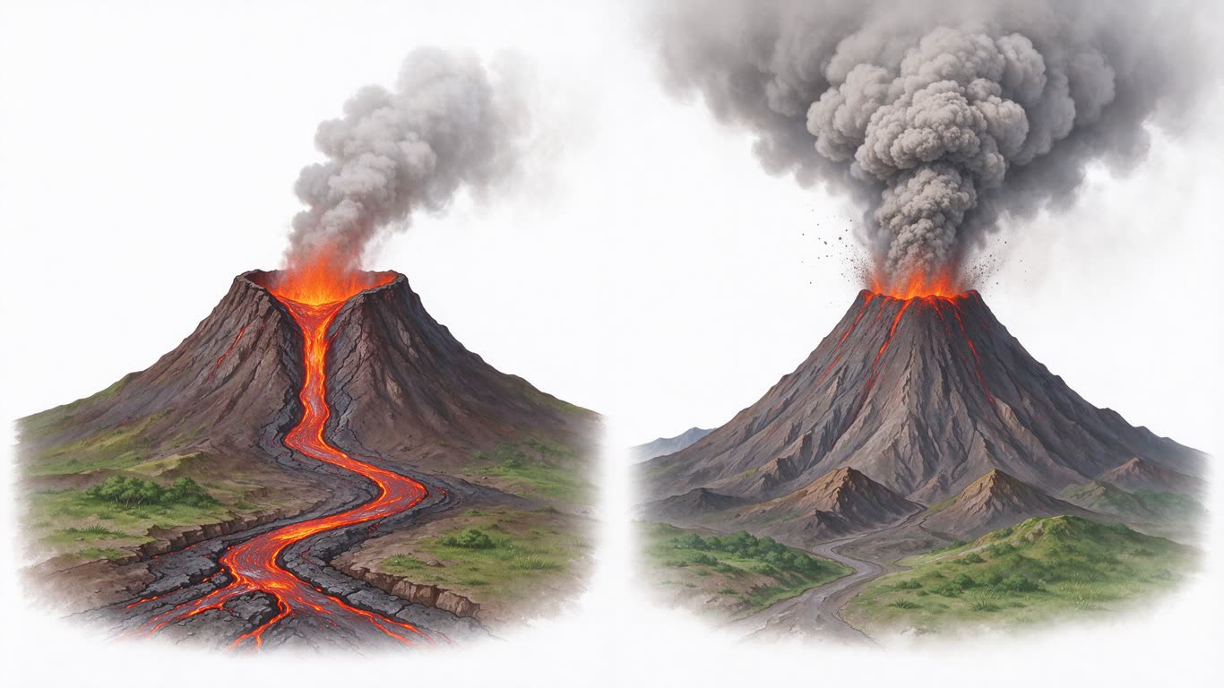 Volcano types annotated picture vocabulary with labeled objects