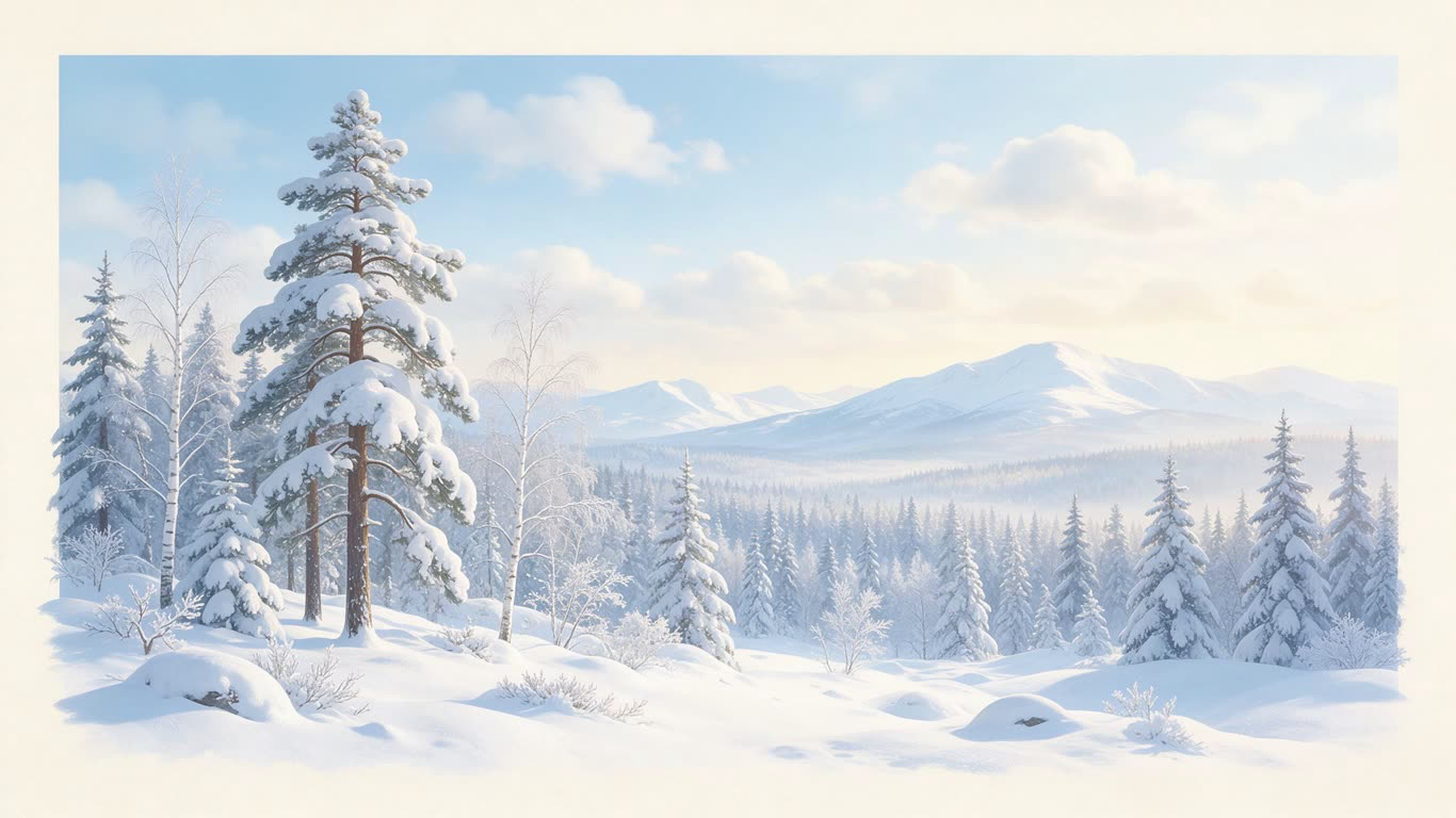Cold temperate climate annotated picture vocabulary with labeled objects