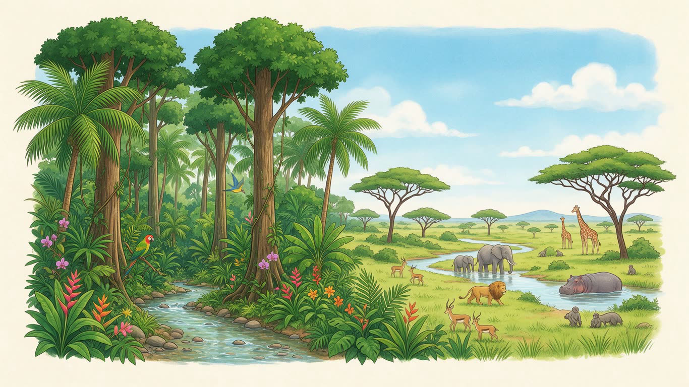 Tropical climate annotated picture vocabulary with labeled objects