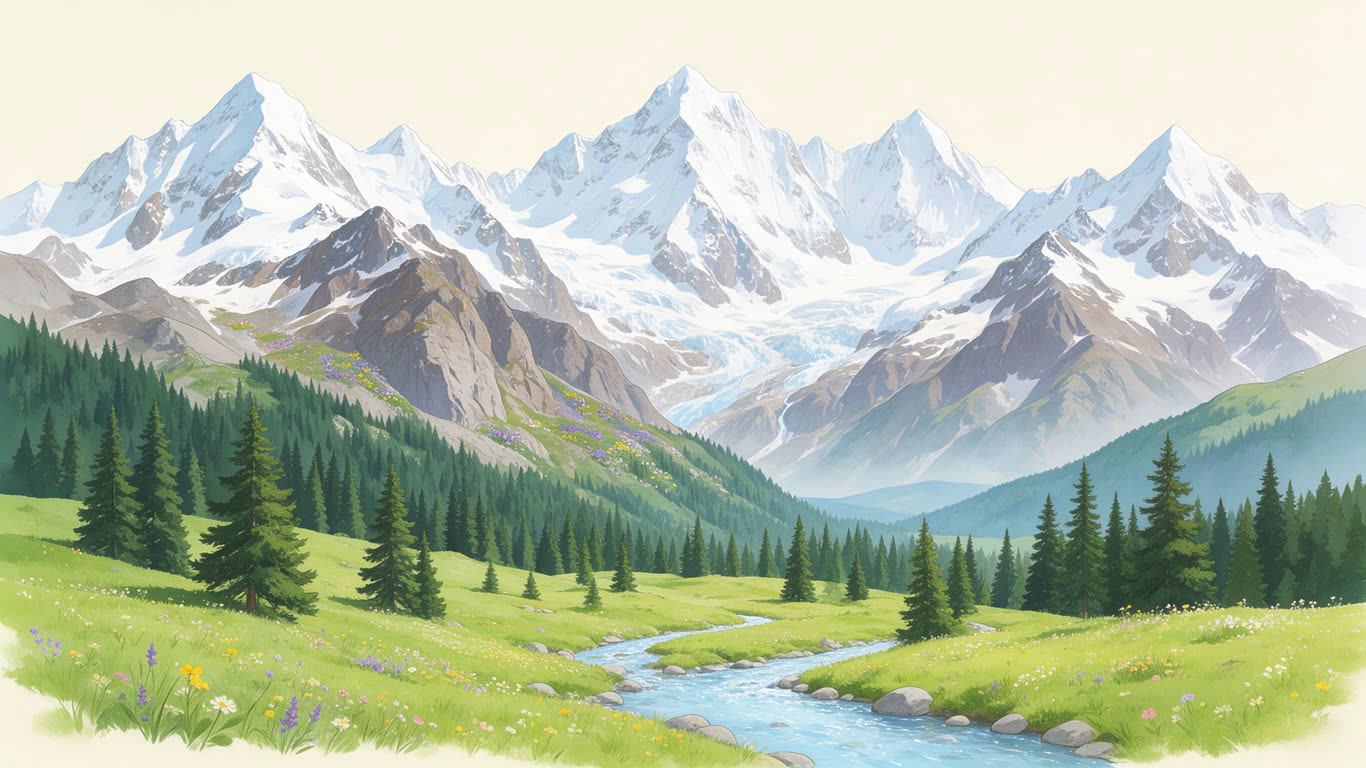 Highland climate annotated picture vocabulary with labeled objects