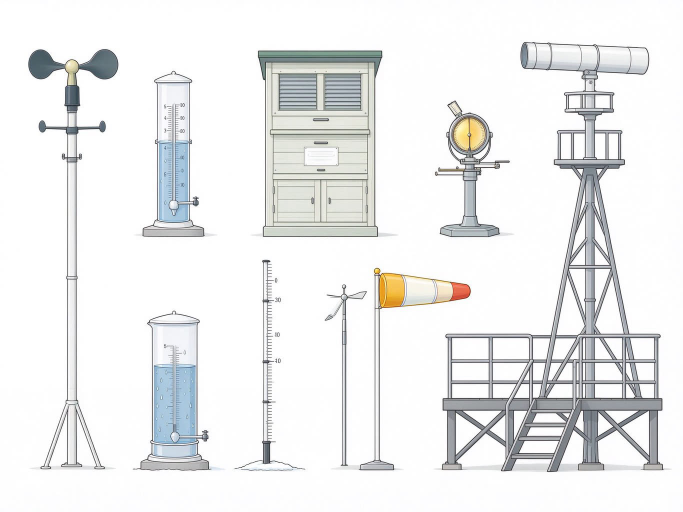 Weather station annotated picture vocabulary with labeled objects