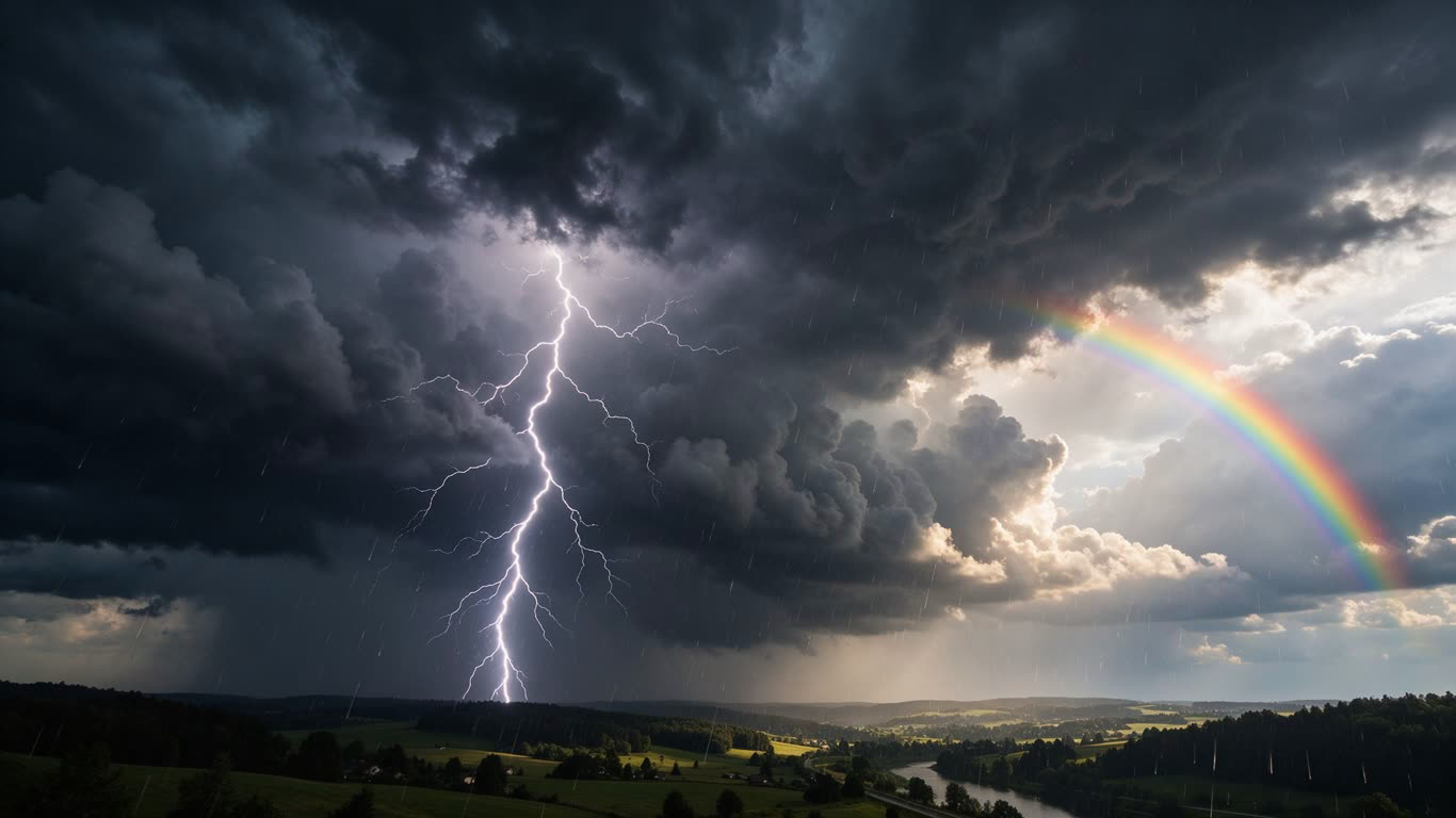 Stormy sky annotated picture vocabulary with labeled objects