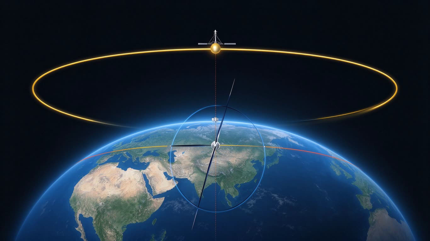 Satellite orbits annotated picture vocabulary with labeled objects