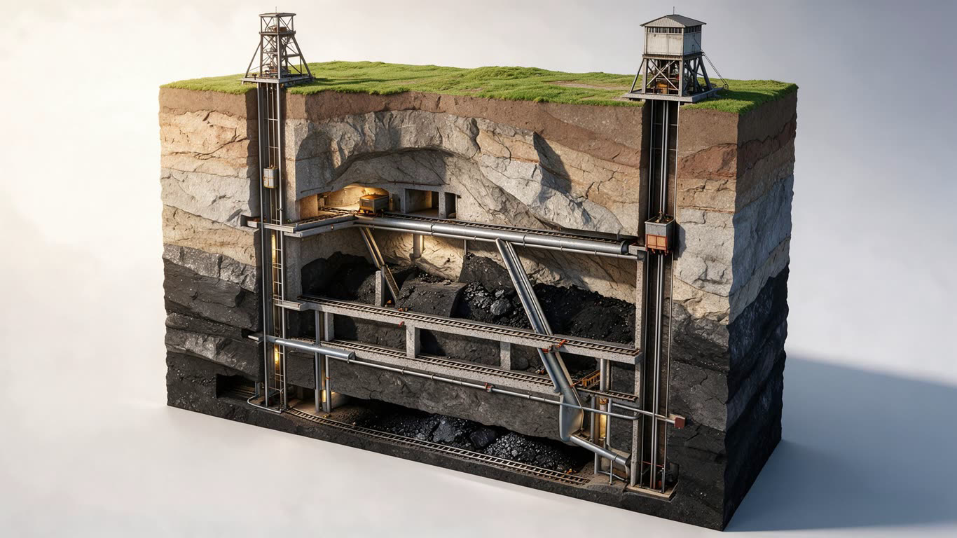 Underground coal mine annotated picture vocabulary with labeled objects