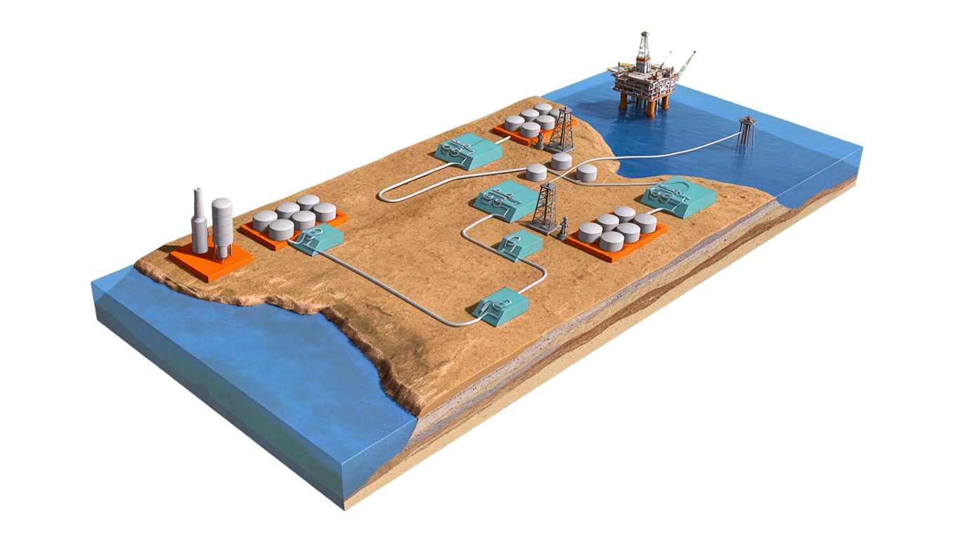 Crude oil pipeline annotated picture vocabulary with labeled objects