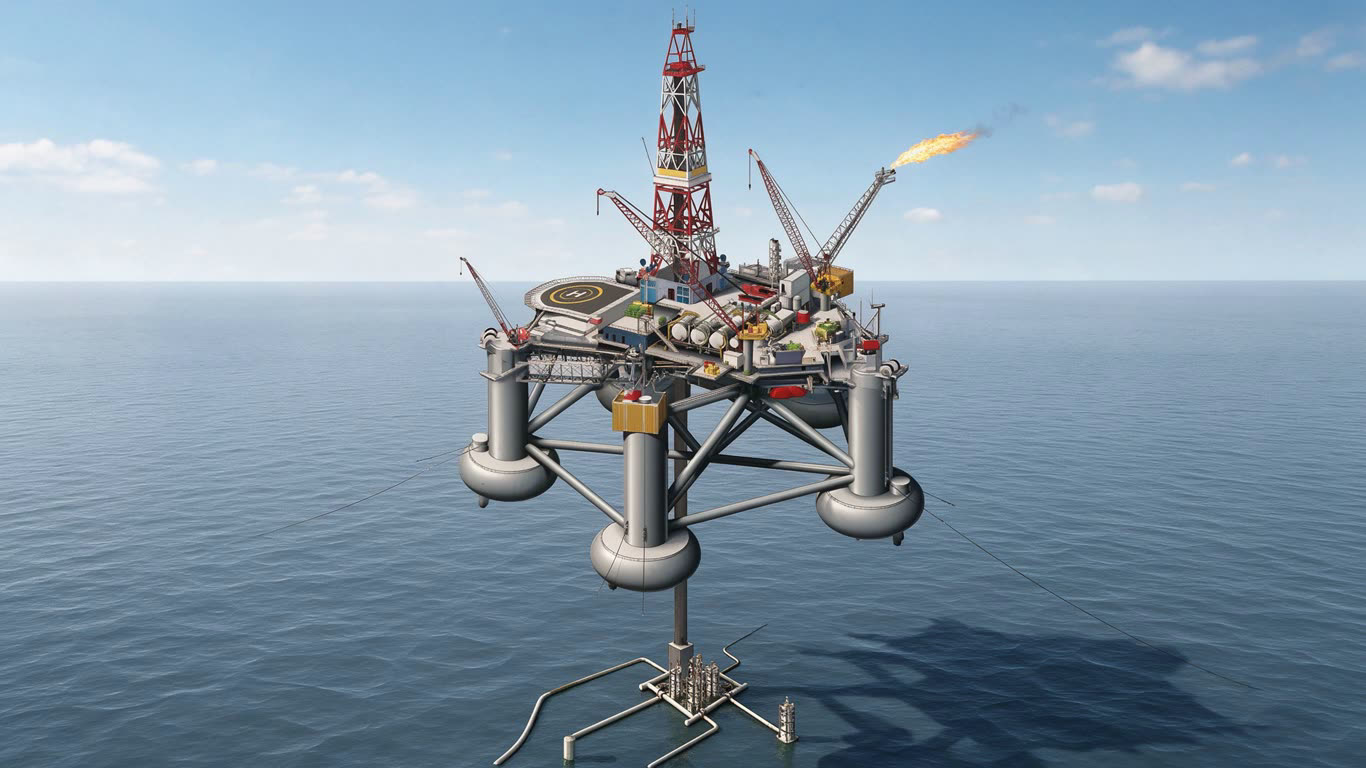 Oil platform annotated picture vocabulary with labeled objects