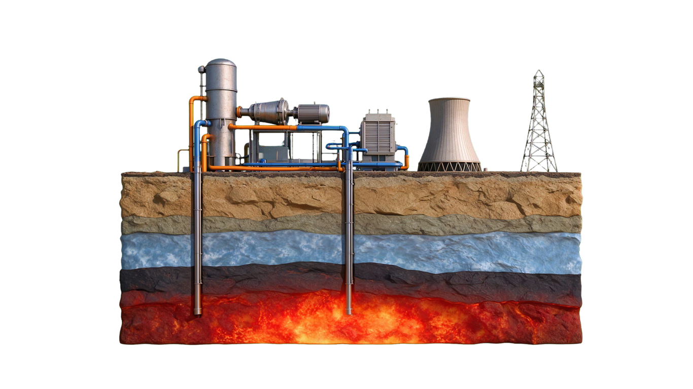 Geothermal power generation annotated picture vocabulary with labeled objects