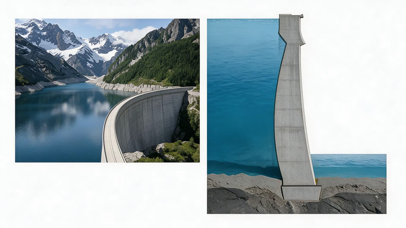 Arch dam annotated picture vocabulary with labeled objects