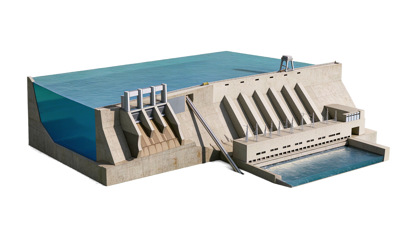 Hydroelectric complex annotated picture vocabulary with labeled objects