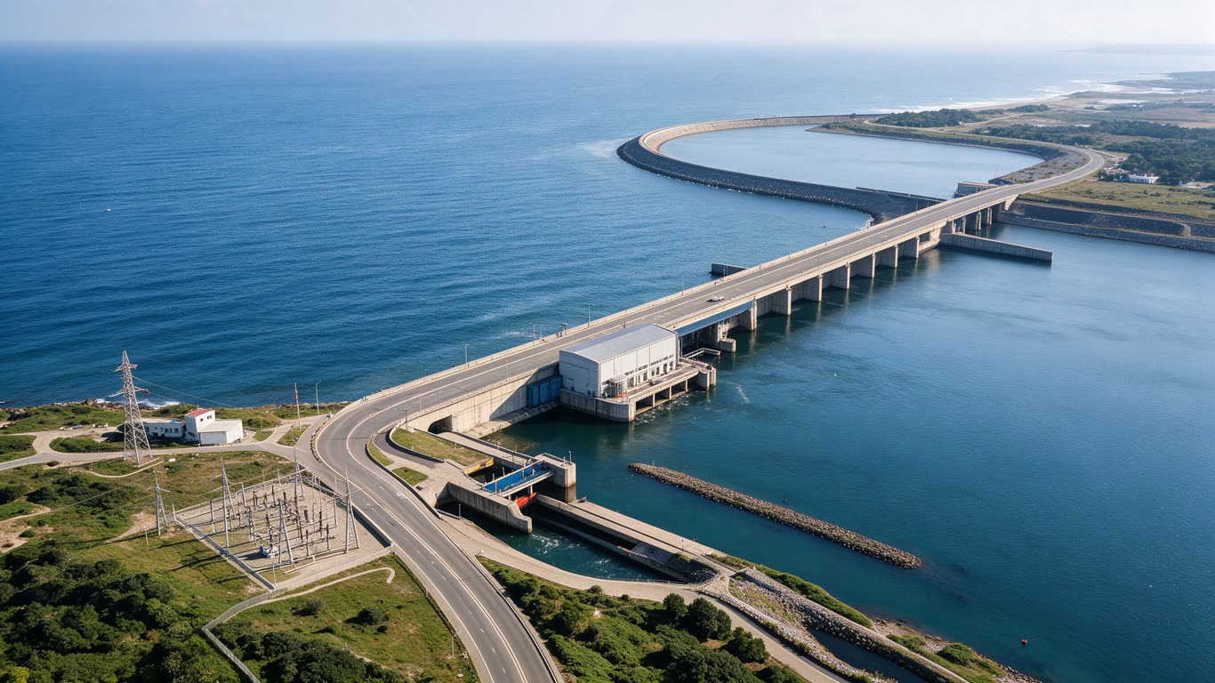 Tidal power station annotated picture vocabulary with labeled objects
