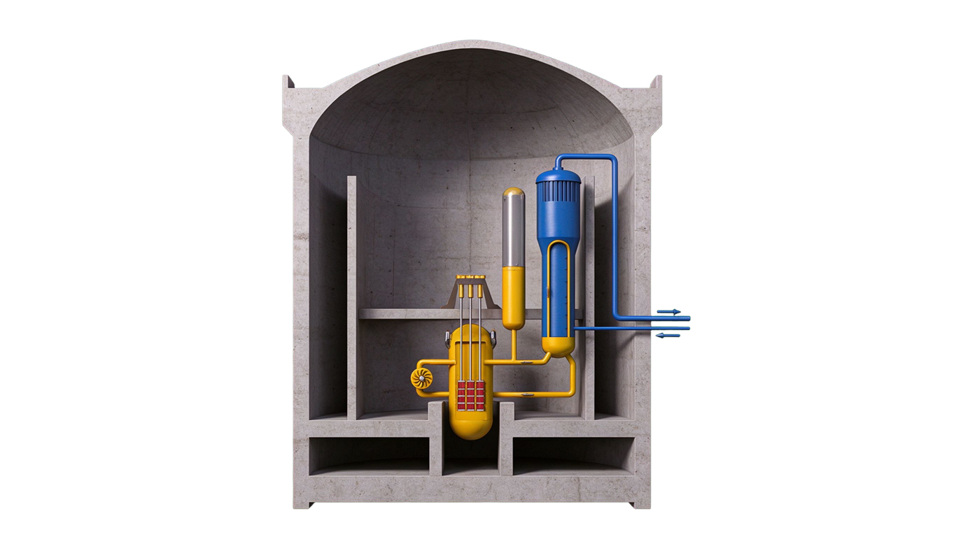Pressurized water reactor annotated picture vocabulary with labeled objects