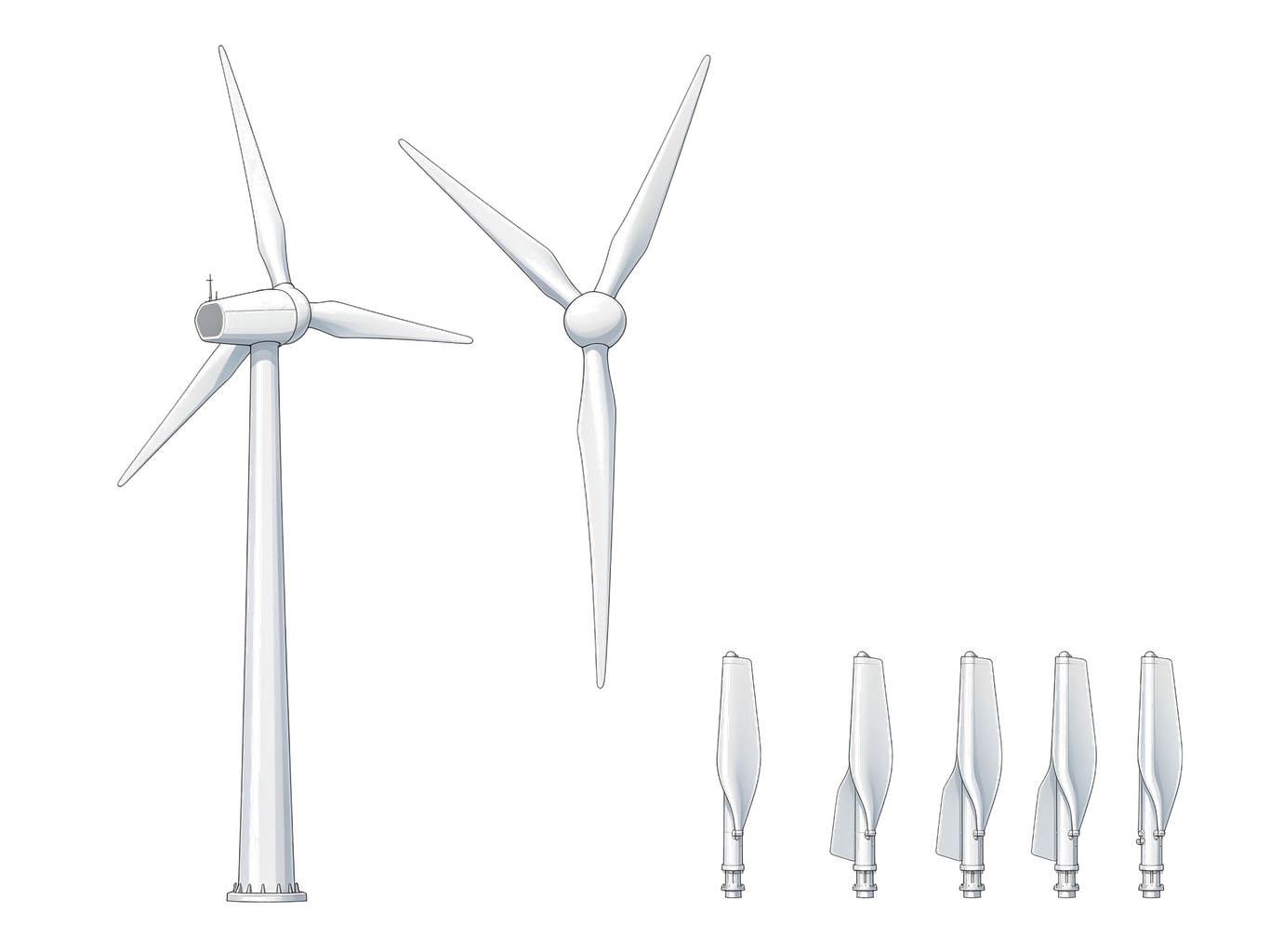 Horizontal-axis wind turbine annotated picture vocabulary with labeled objects