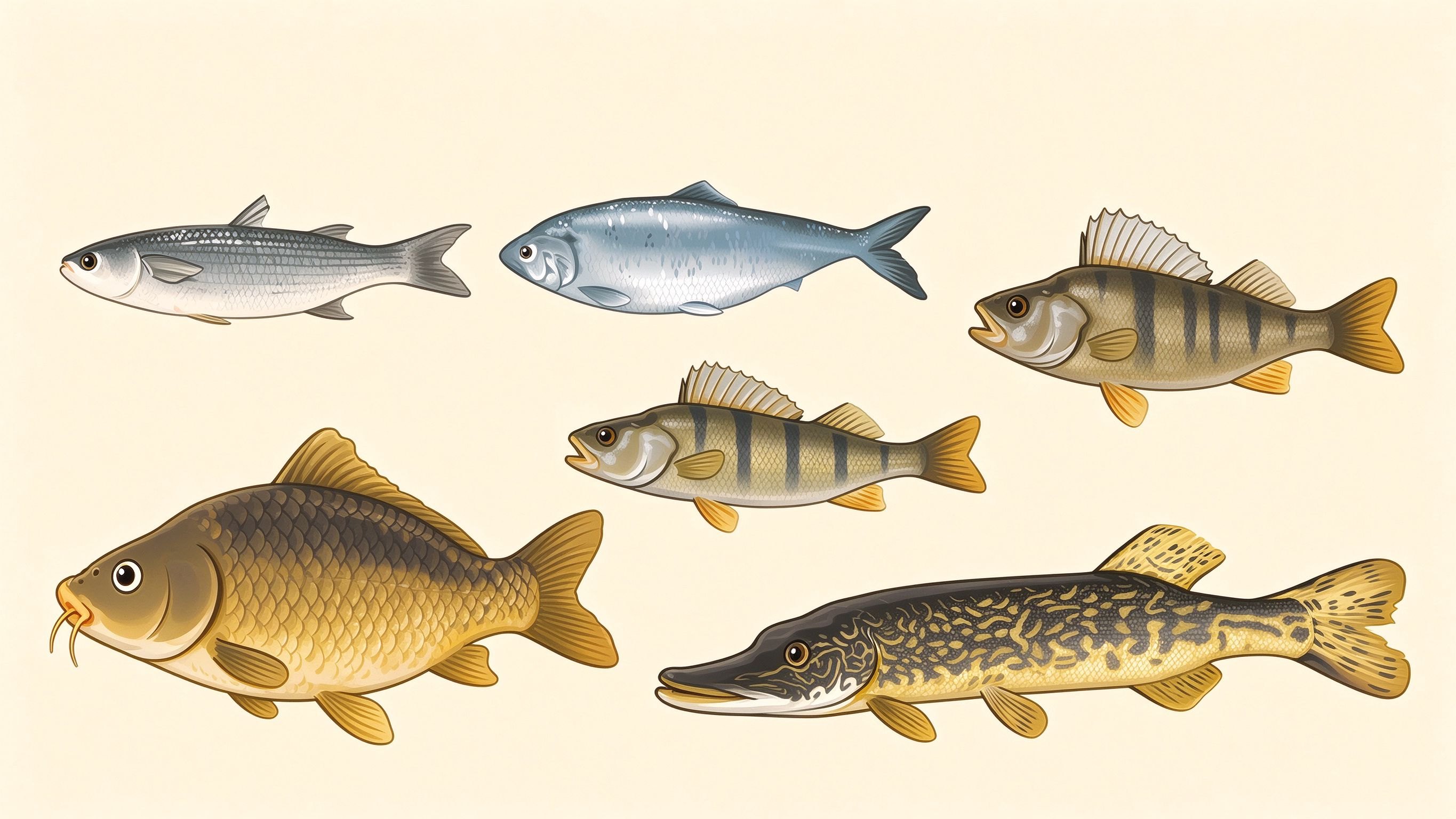 Bony fish annotated picture vocabulary with labeled objects