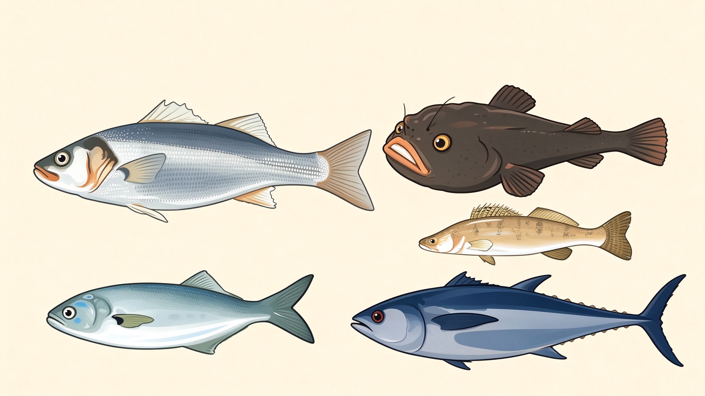 Bony fish annotated picture vocabulary with labeled objects