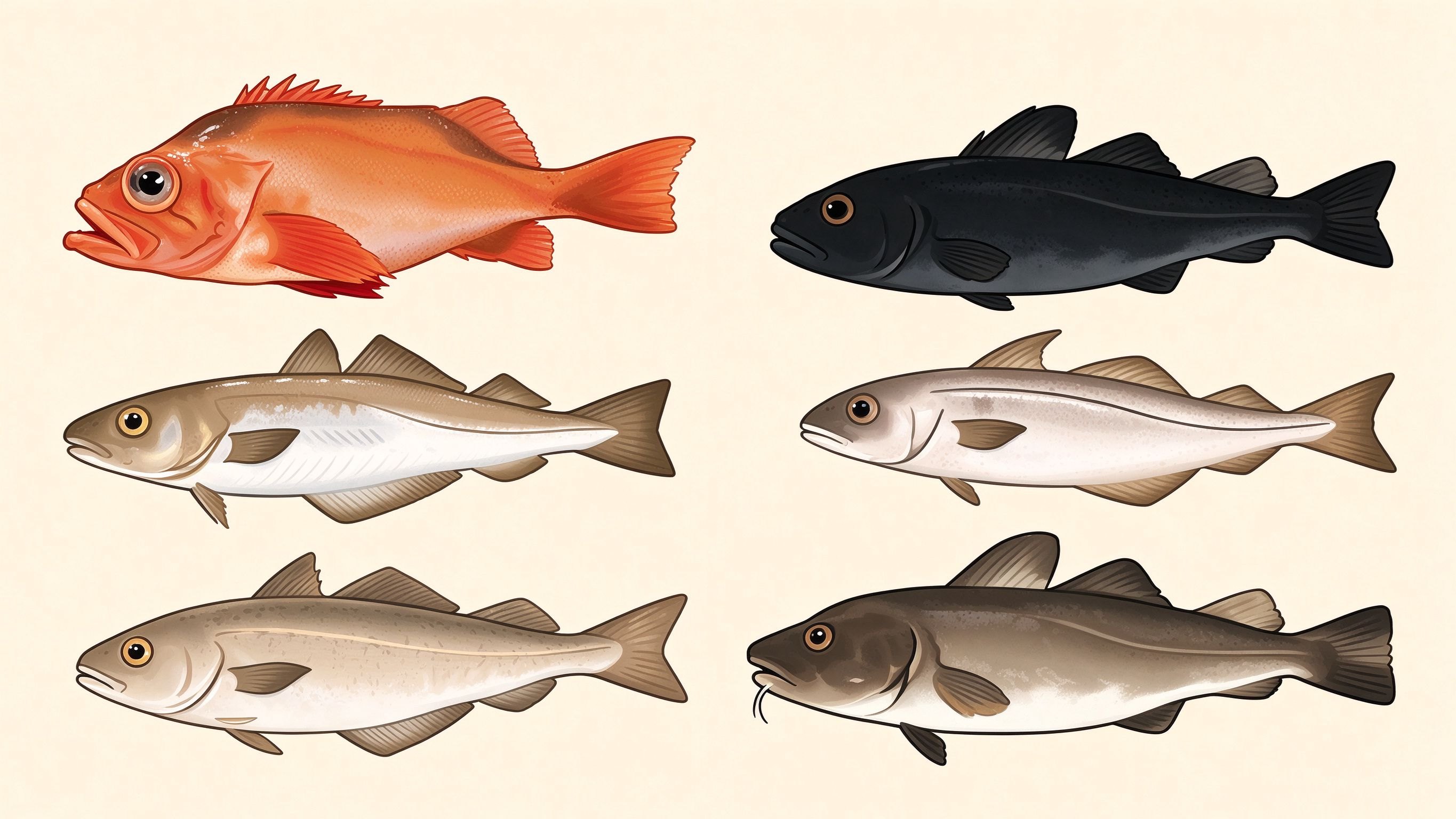 Bony fish annotated picture vocabulary with labeled objects