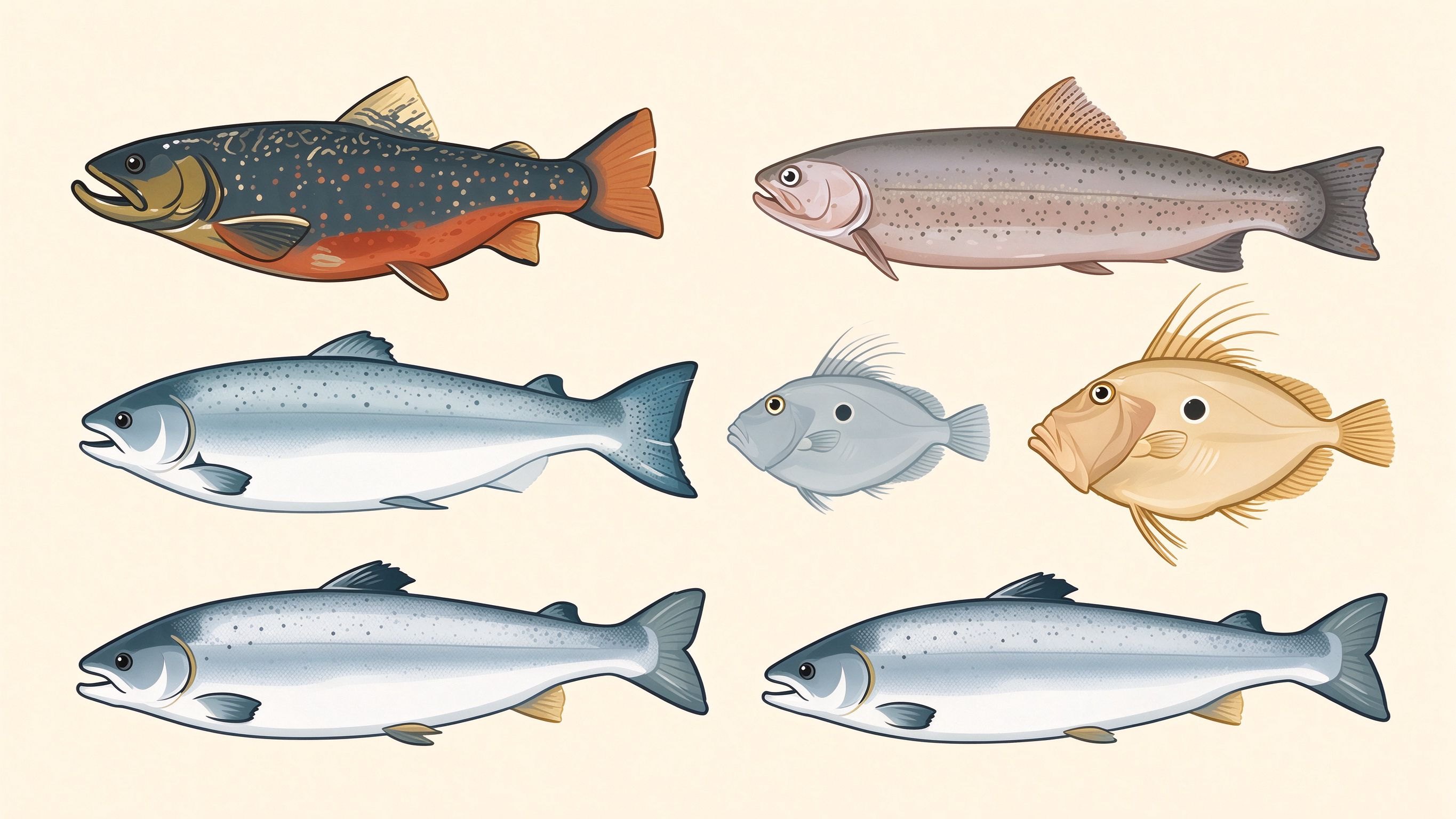 Bony fish annotated picture vocabulary with labeled objects