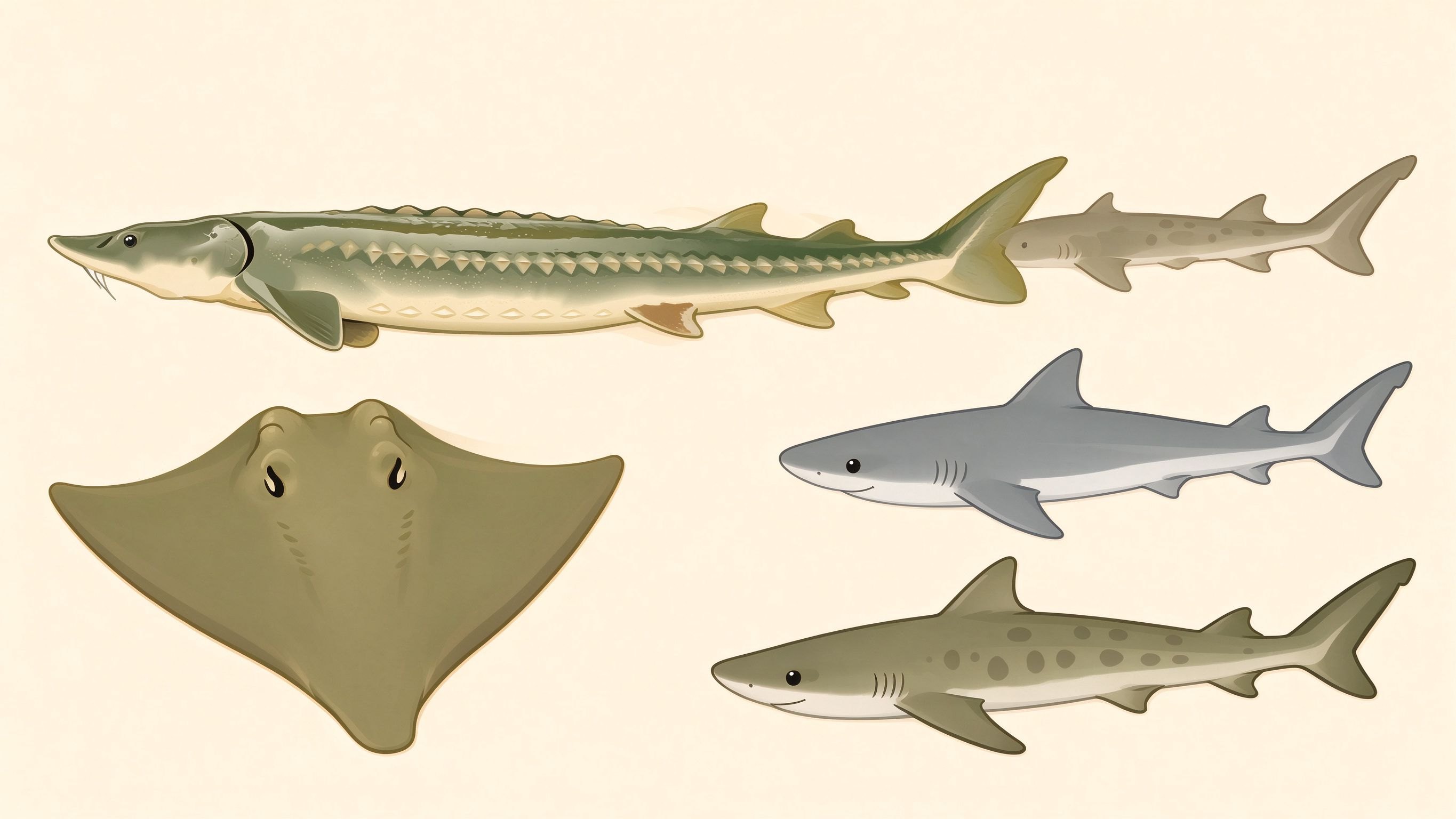 Cartilaginous fish annotated picture vocabulary with labeled objects