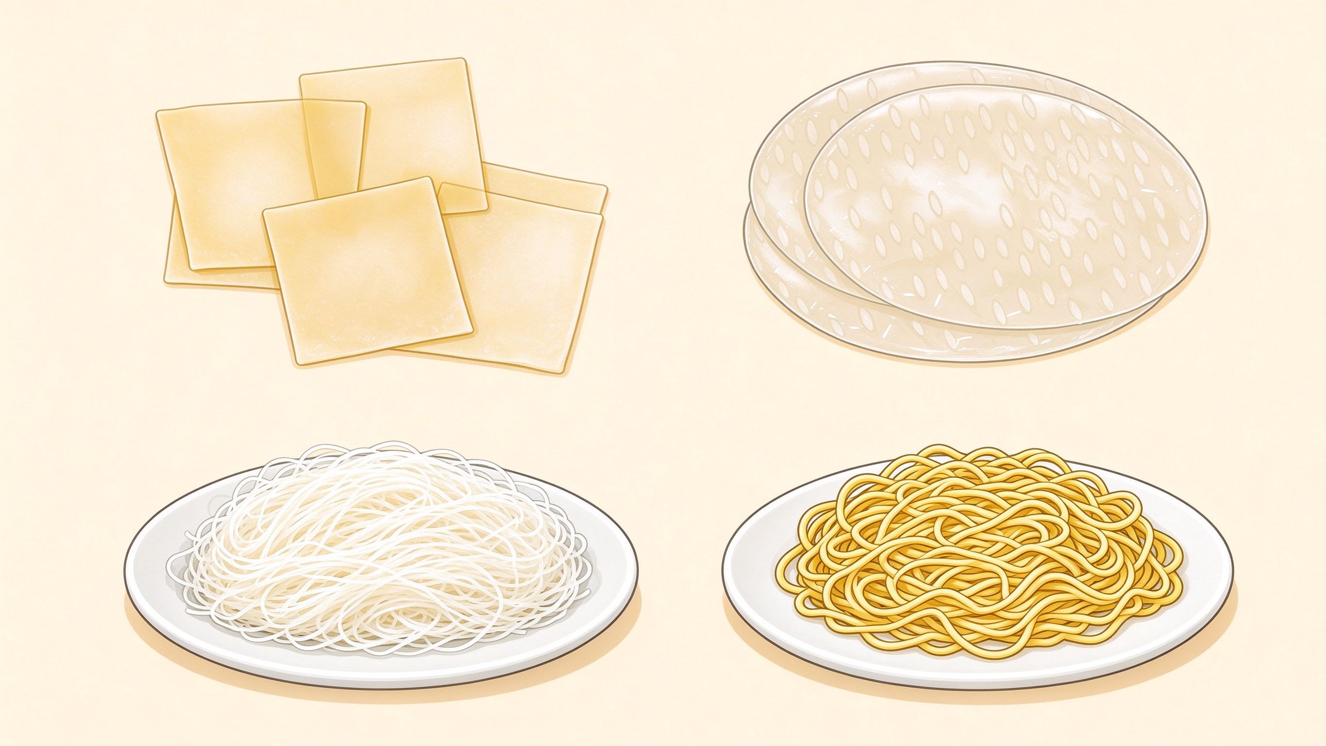 Asian noodles annotated picture vocabulary with labeled objects