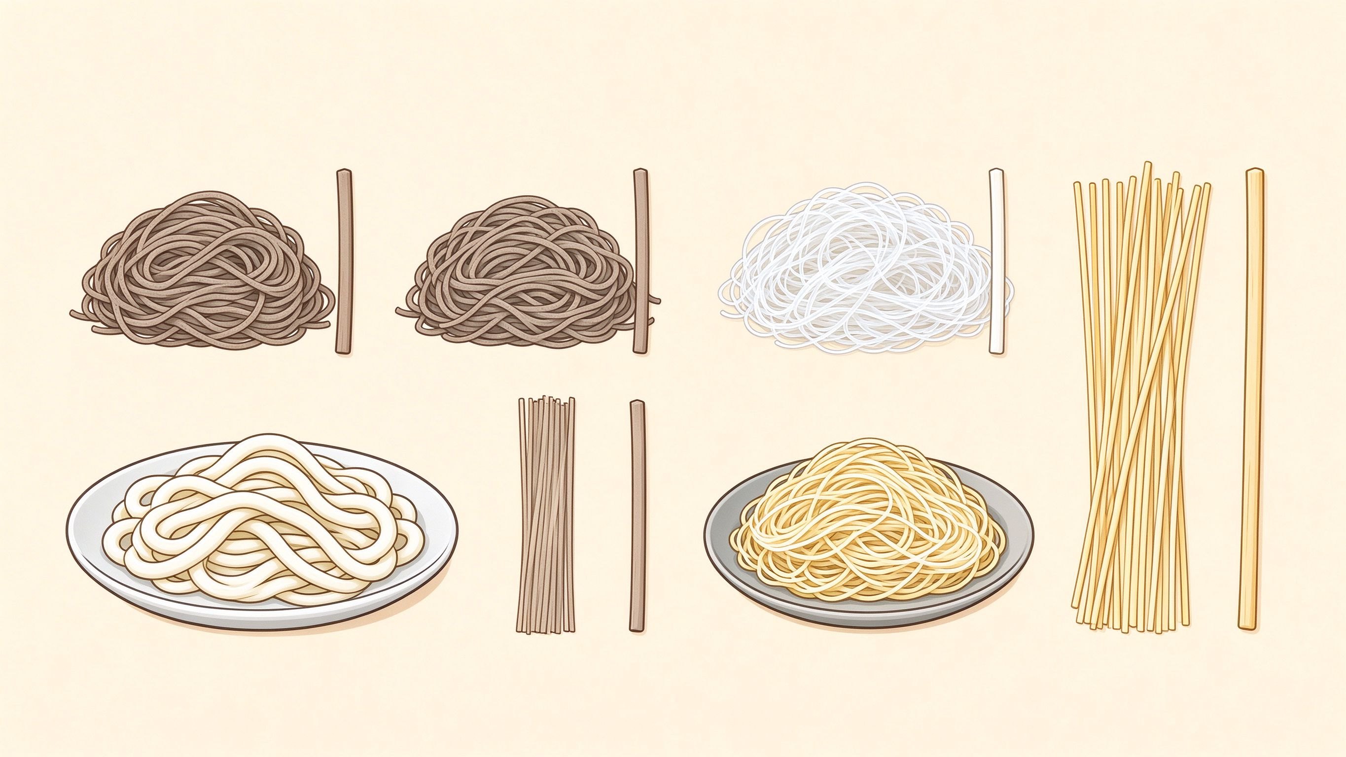Asian noodles annotated picture vocabulary with labeled objects