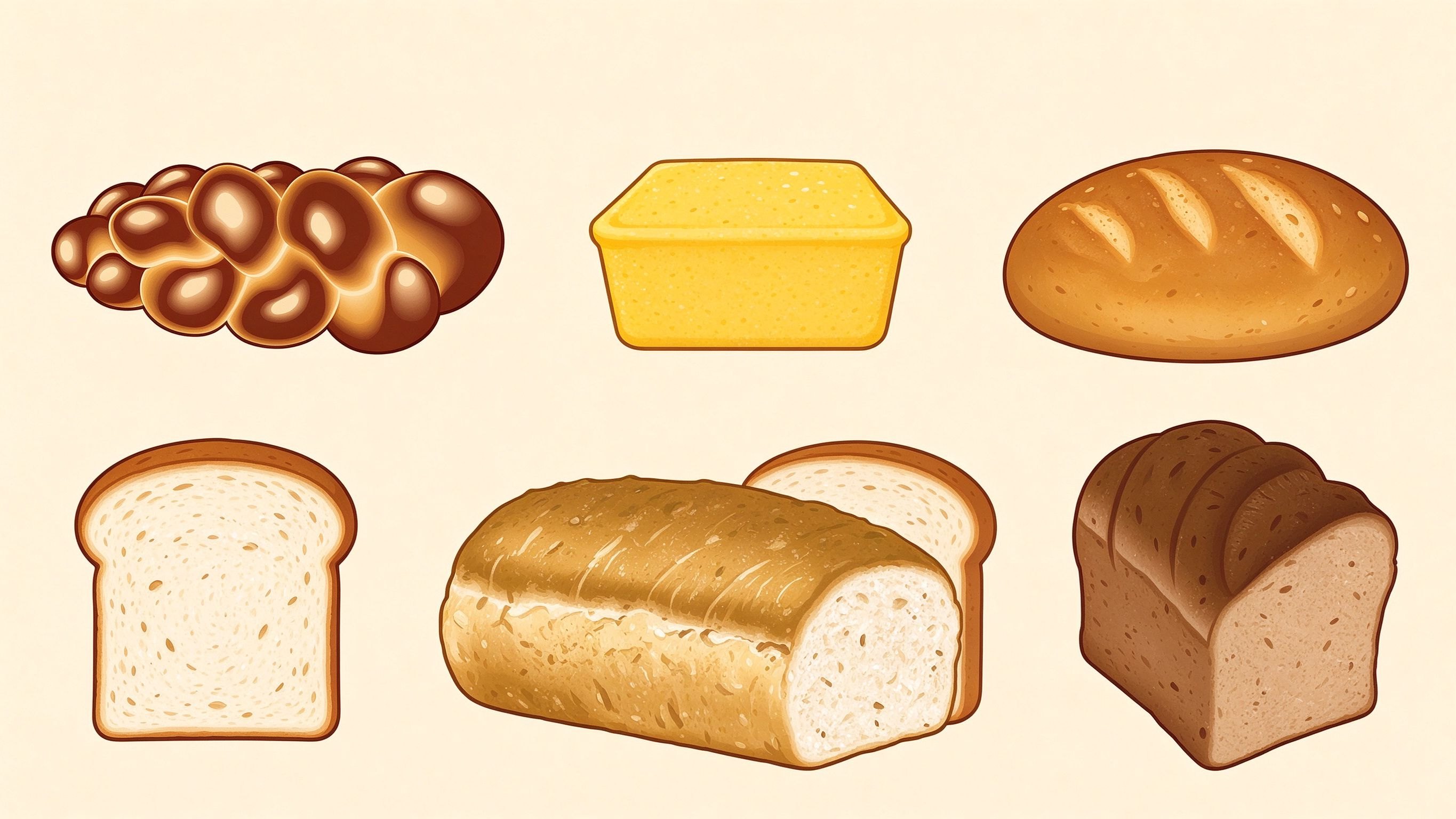 Bread annotated picture vocabulary with labeled objects