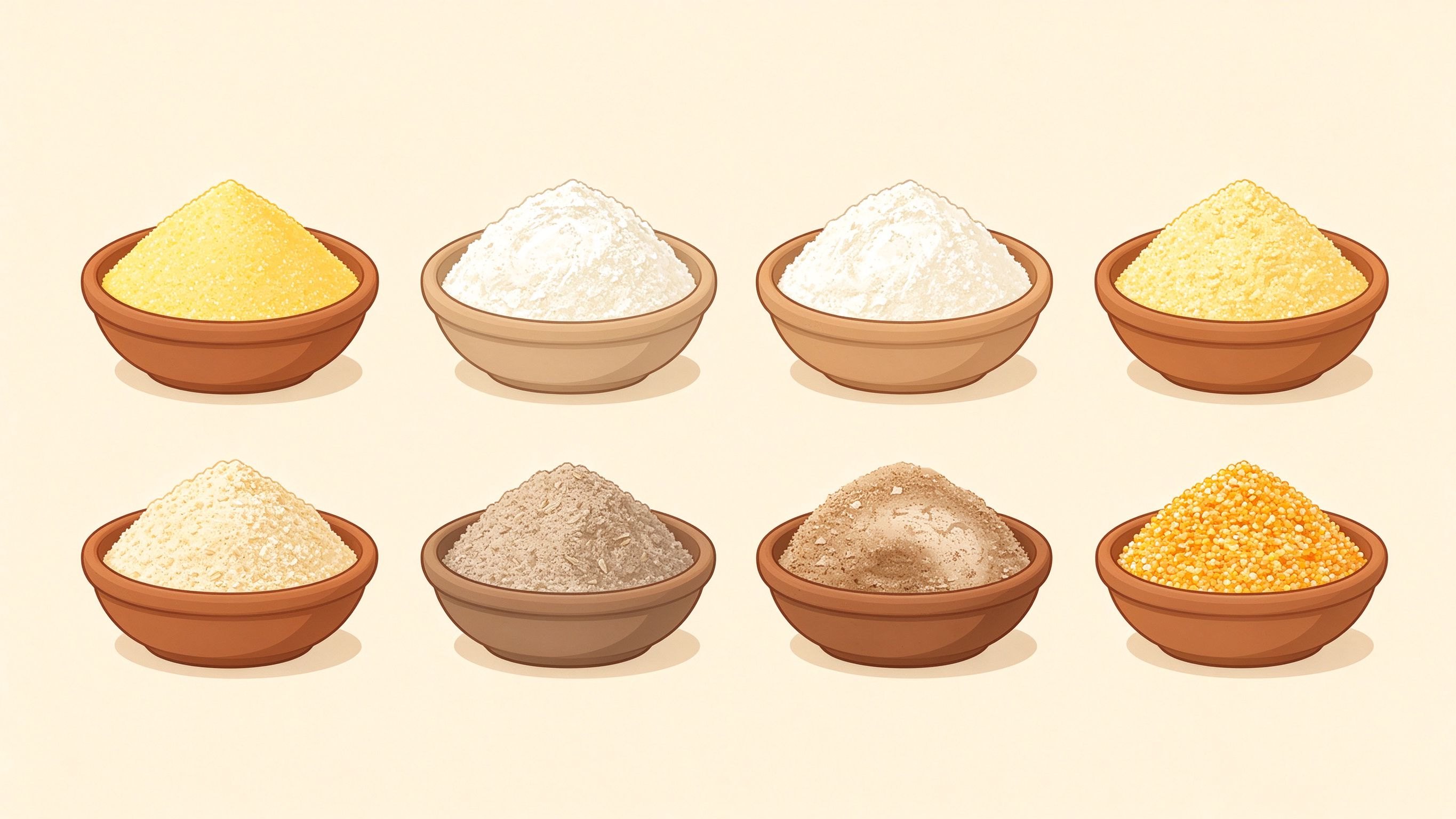 Flour and semolina annotated picture vocabulary with labeled objects