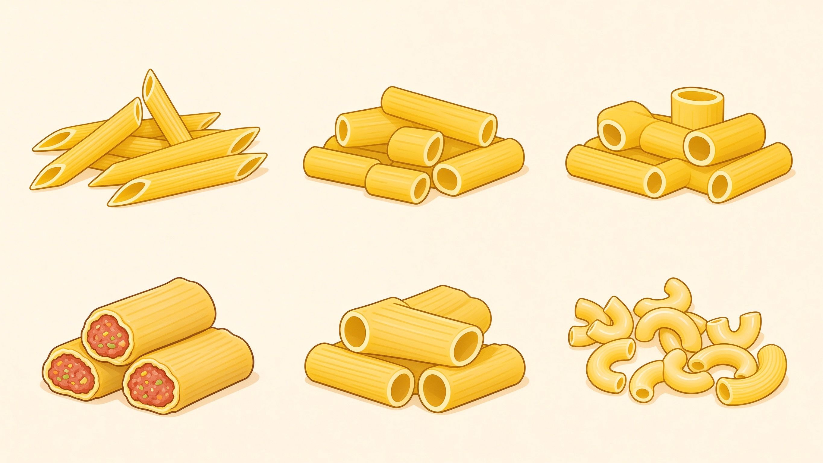 Pasta varieties annotated picture vocabulary with labeled objects