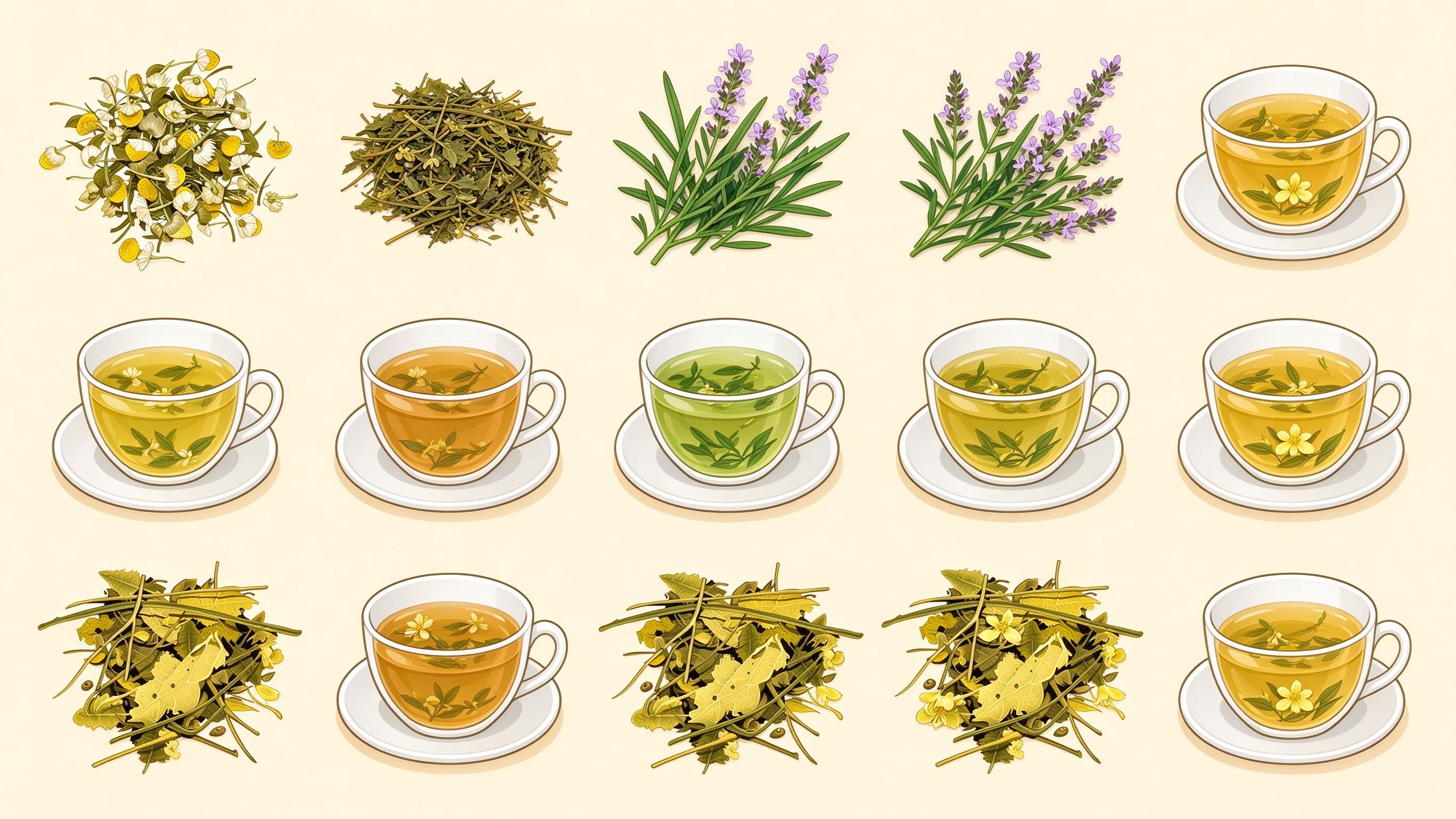 Herbal tea annotated picture vocabulary with labeled objects