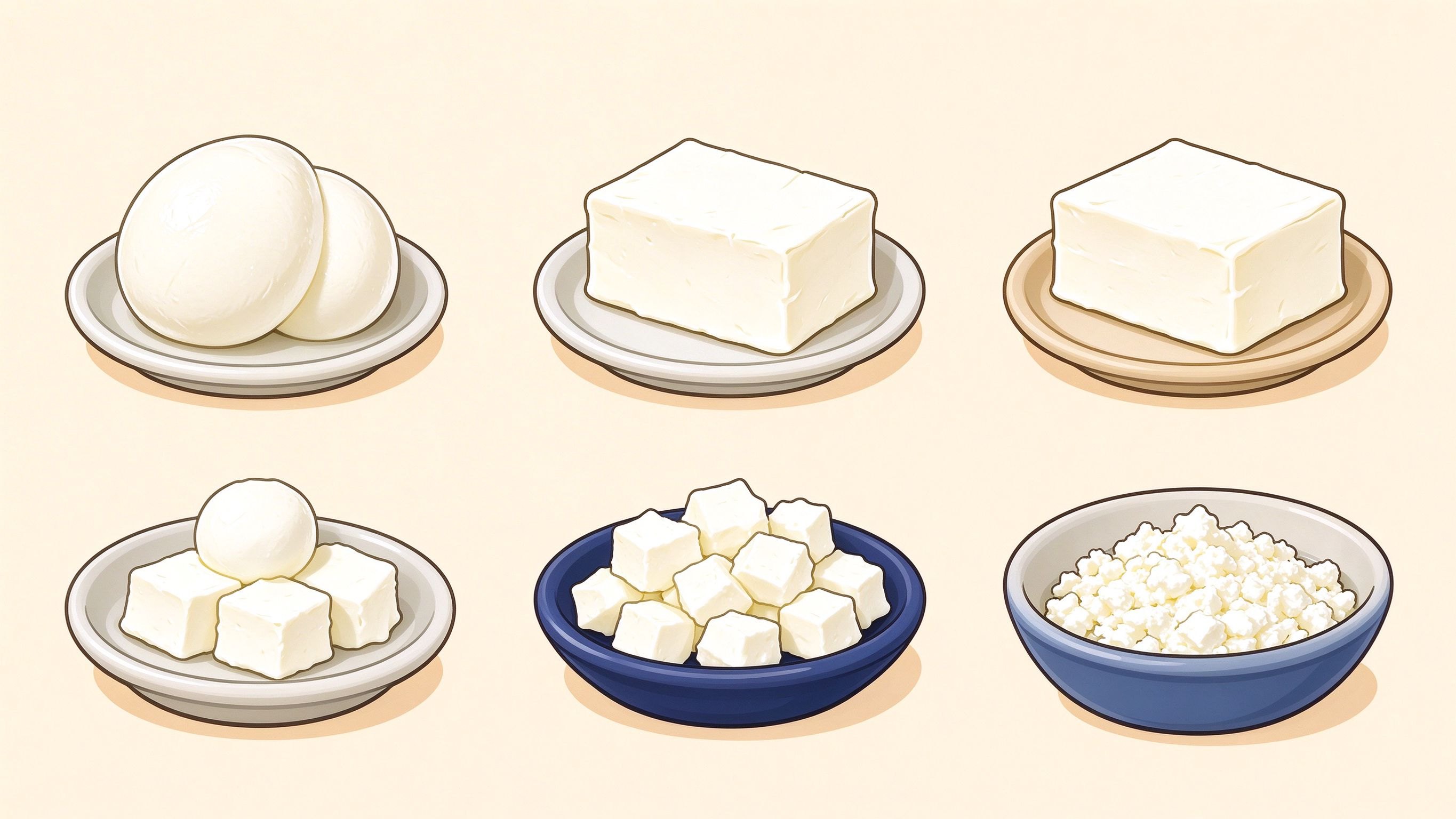 Fresh cheese annotated picture vocabulary with labeled objects