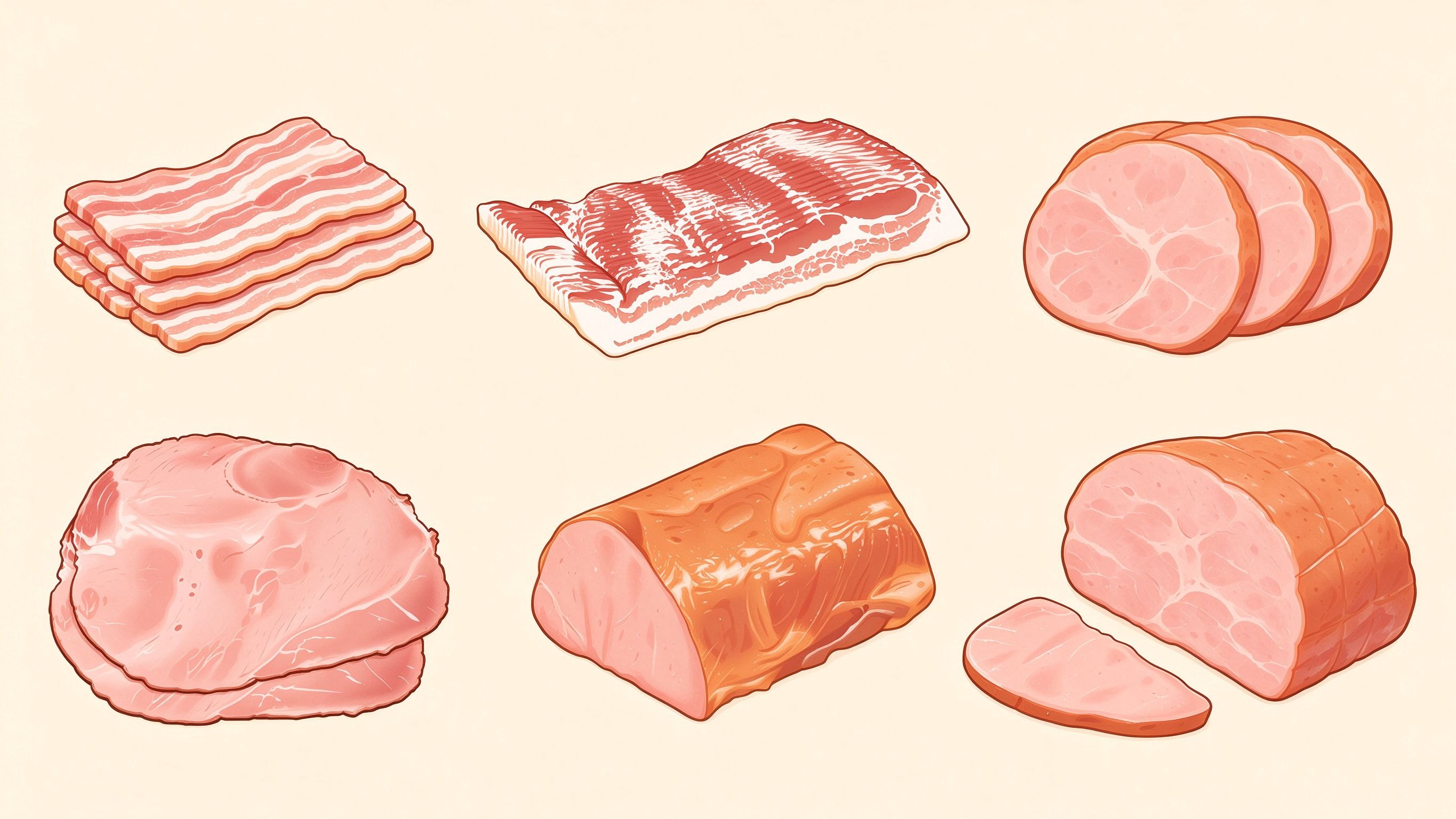 Deli meats annotated picture vocabulary with labeled objects