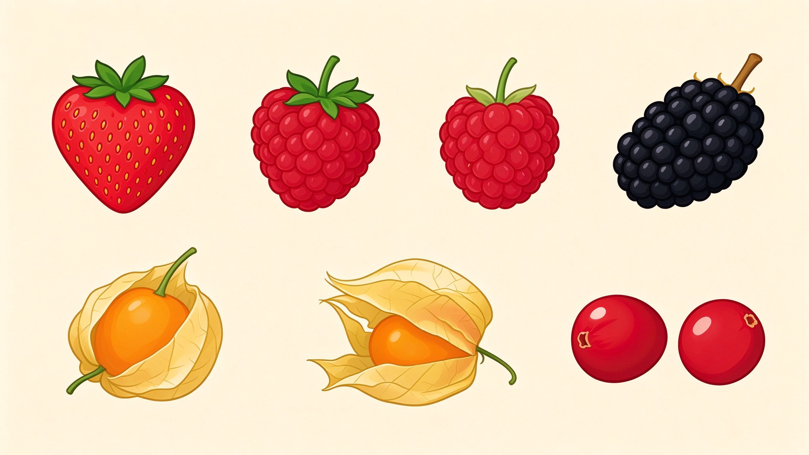 Berries annotated picture vocabulary with labeled objects