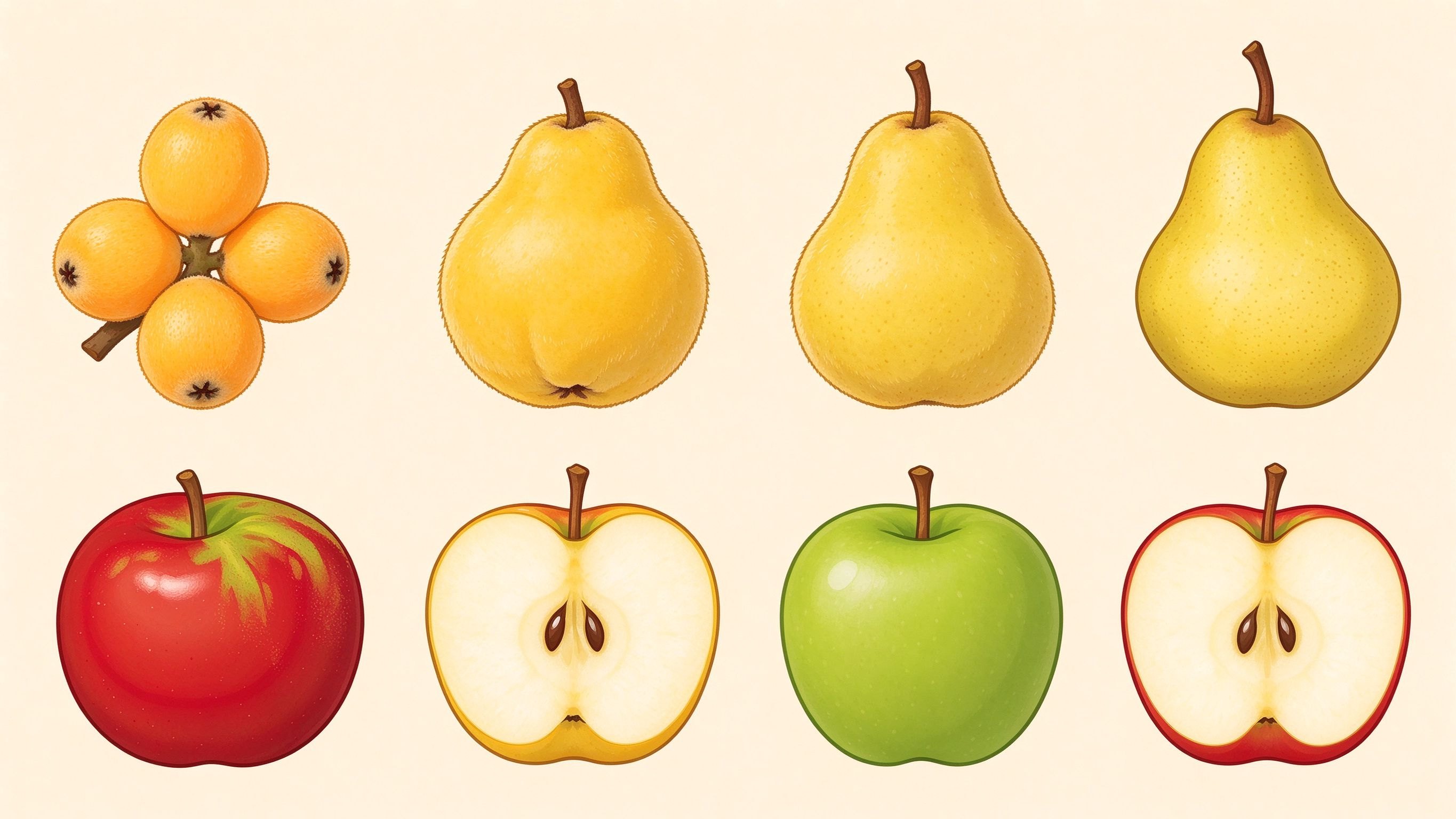 Pome fruits annotated picture vocabulary with labeled objects