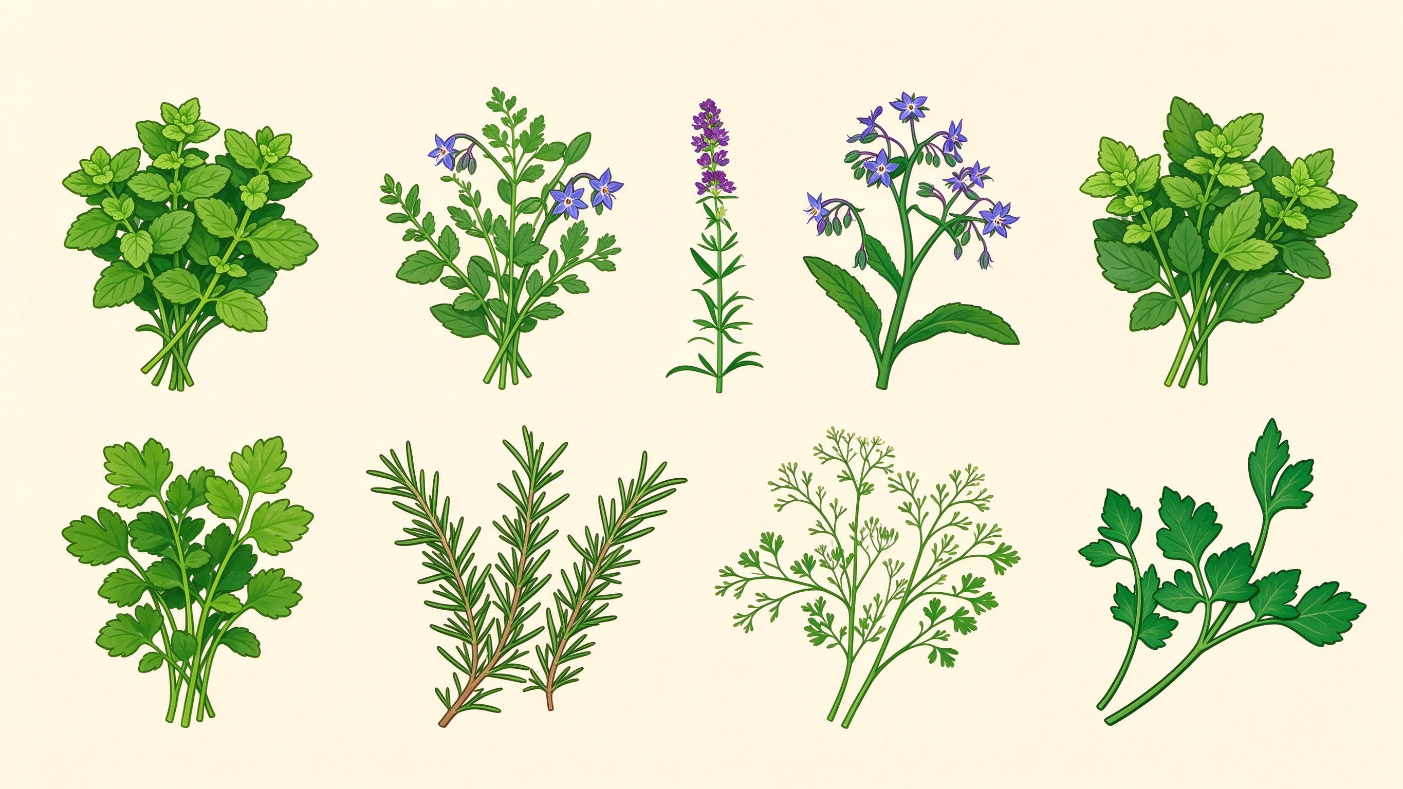 Herbs annotated picture vocabulary with labeled objects