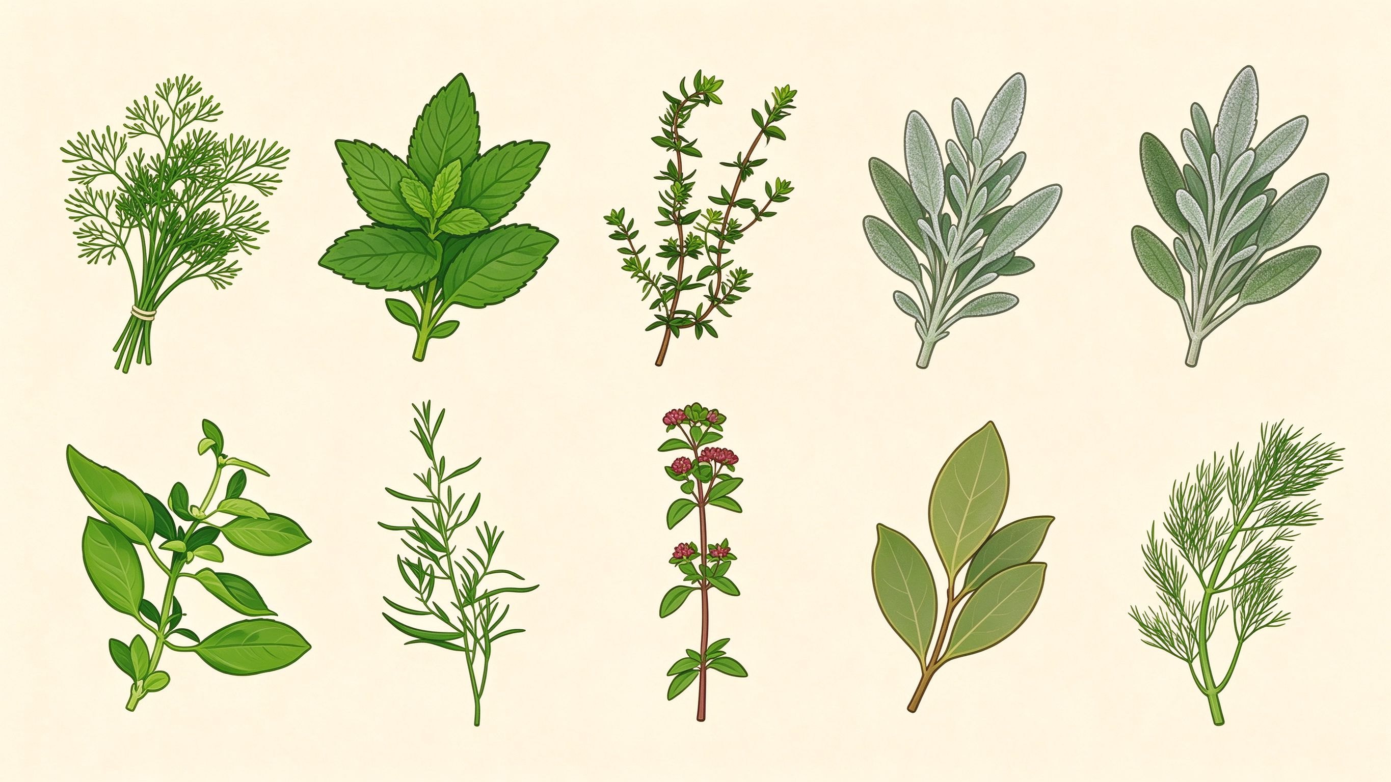 Herbs annotated picture vocabulary with labeled objects