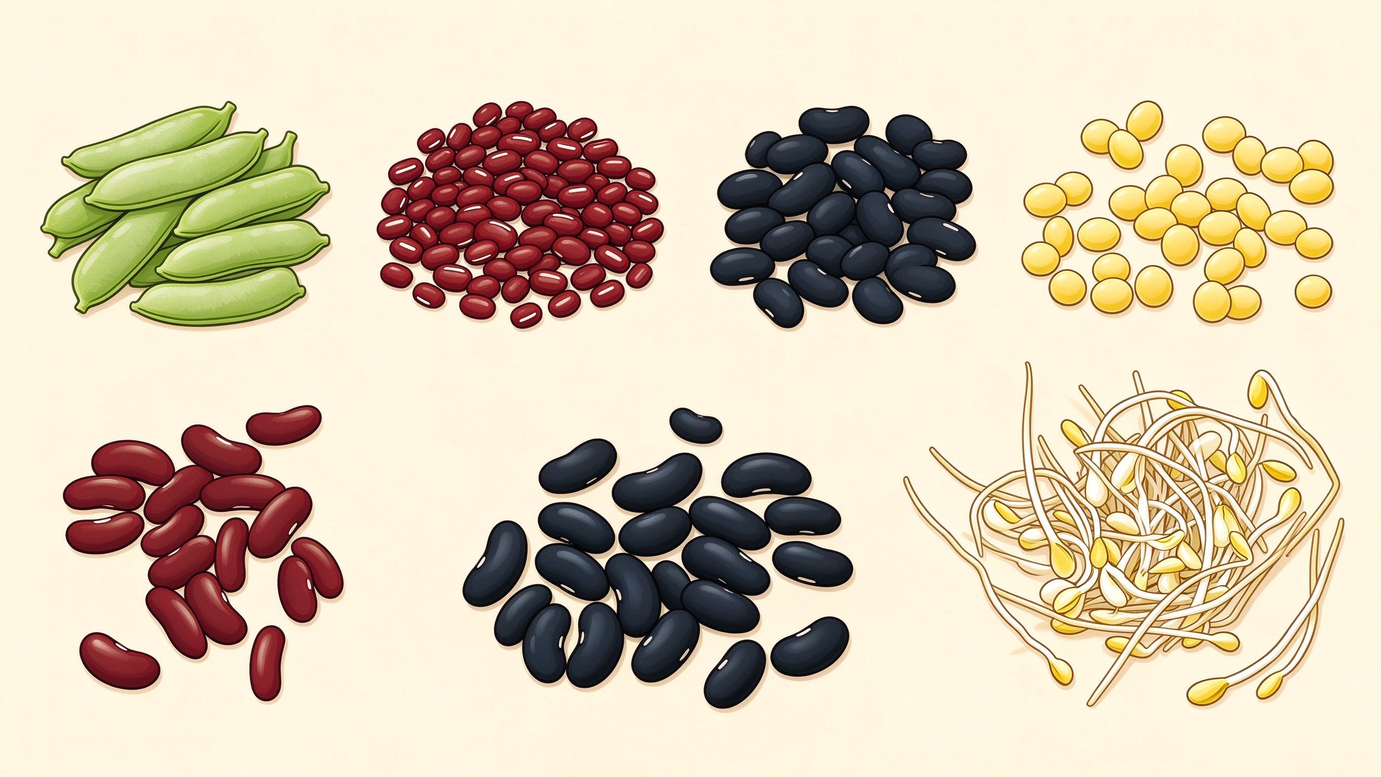 Beans and Legumes annotated picture vocabulary with labeled objects