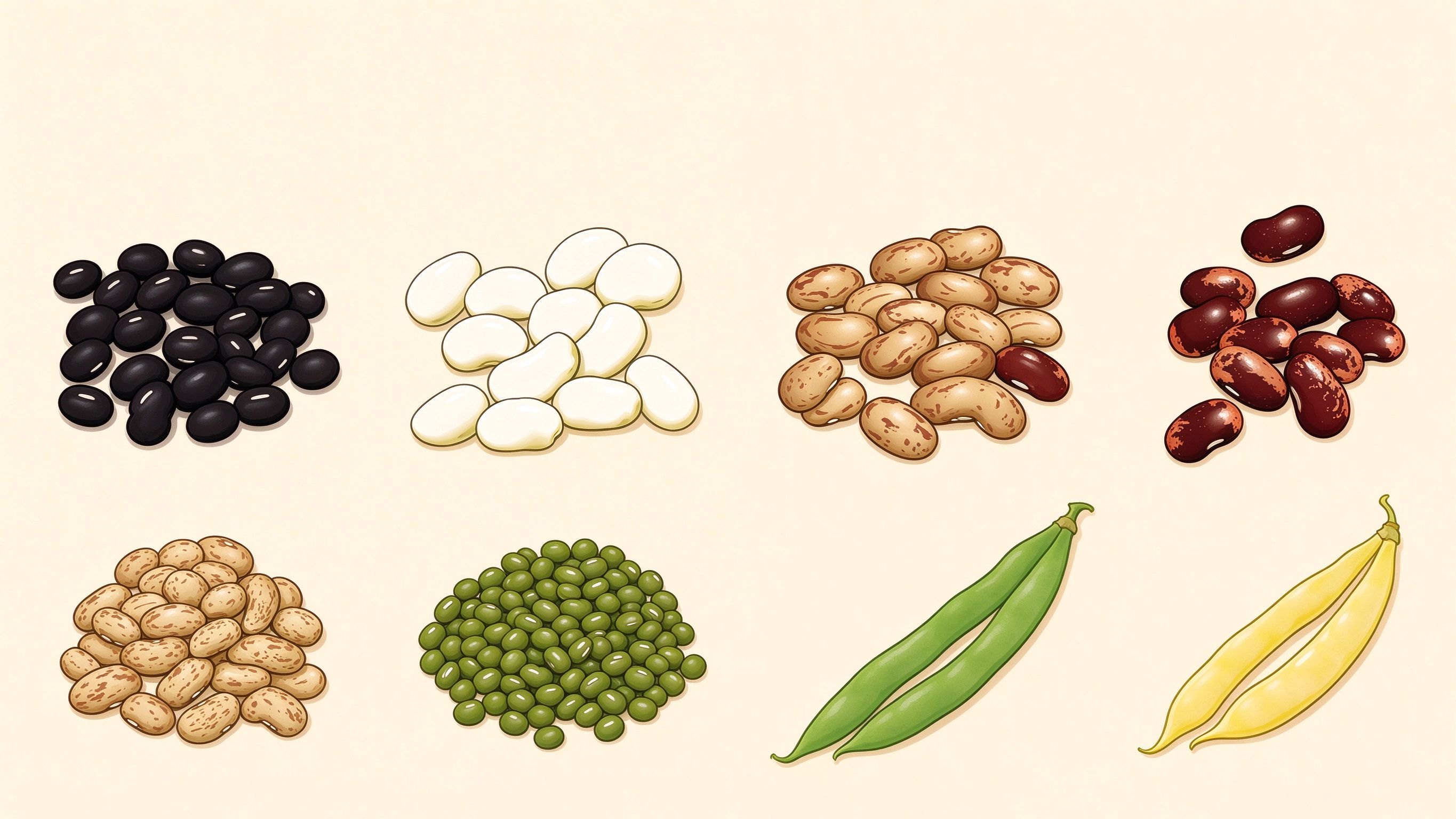 Beans and Legumes annotated picture vocabulary with labeled objects