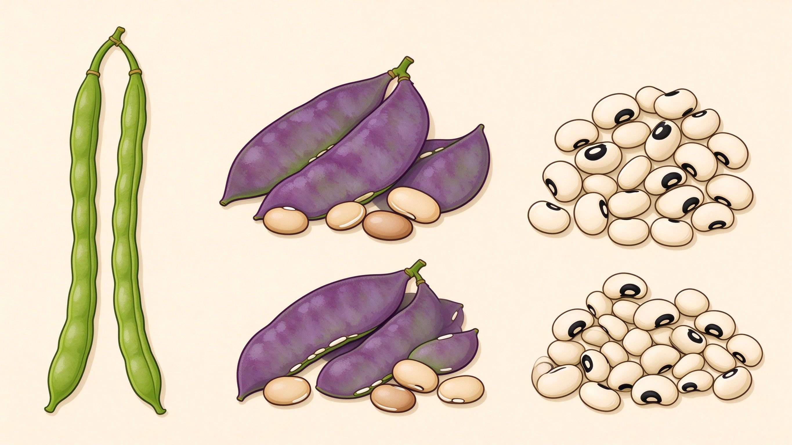 Beans and Legumes annotated picture vocabulary with labeled objects