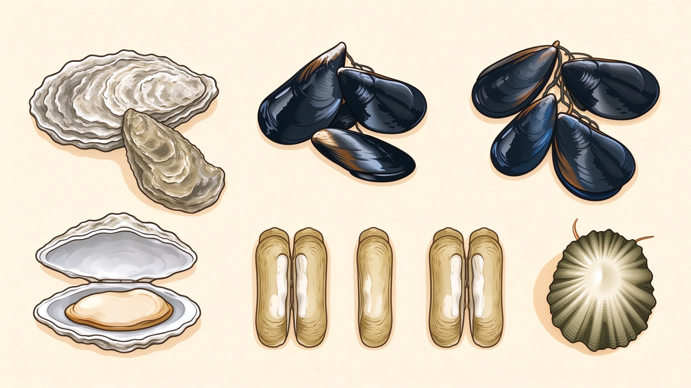 Mollusks annotated picture vocabulary with labeled objects