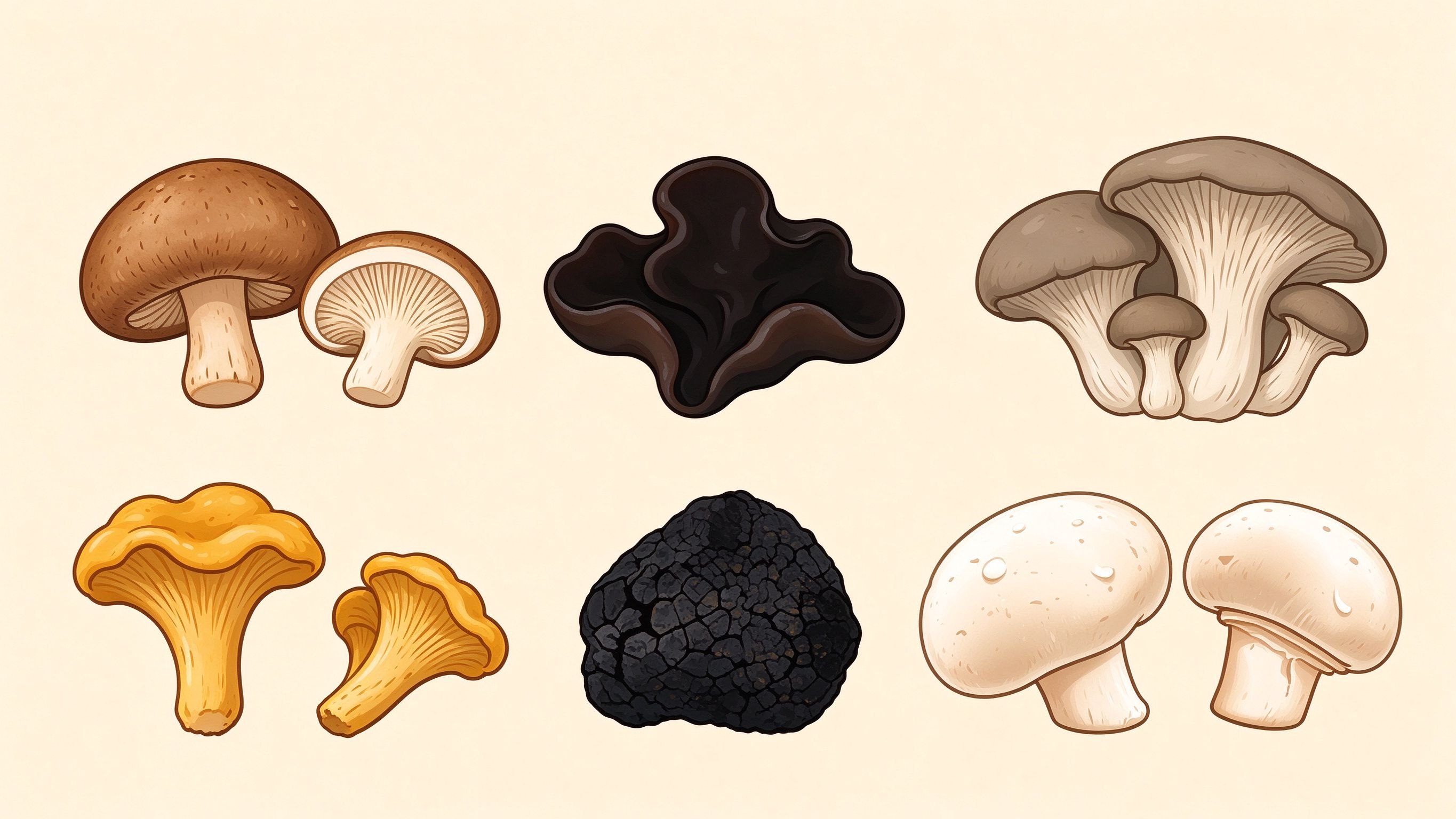 Mushrooms annotated picture vocabulary with labeled objects